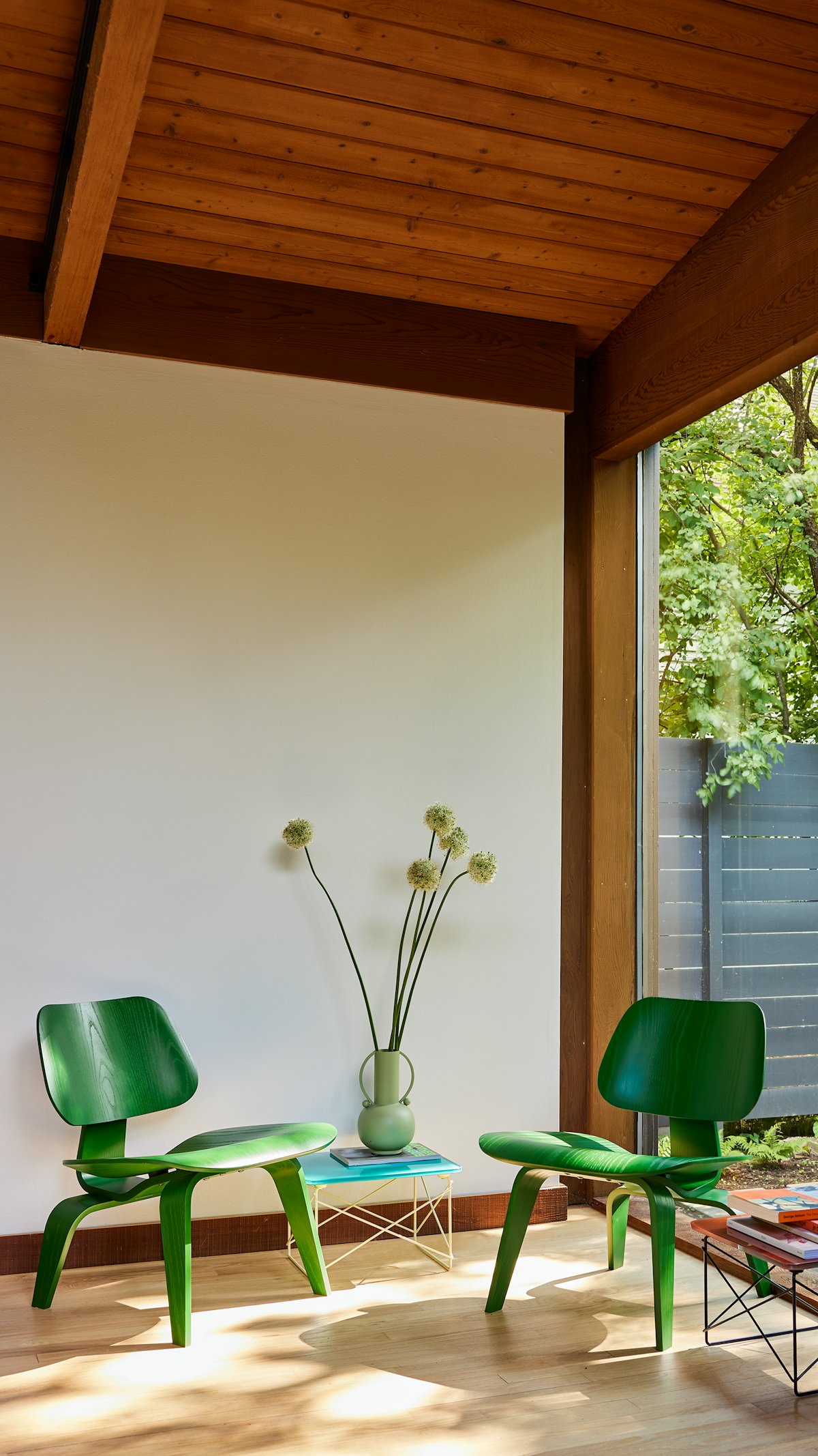Herman Miller x  HAY, two LCW chairs in forest green
