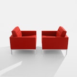 Florence Knoll Lounge Chairs in Cato red 