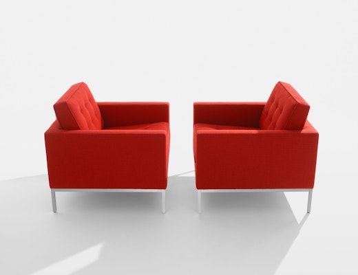 Florence Knoll Lounge Chairs in Cato red 