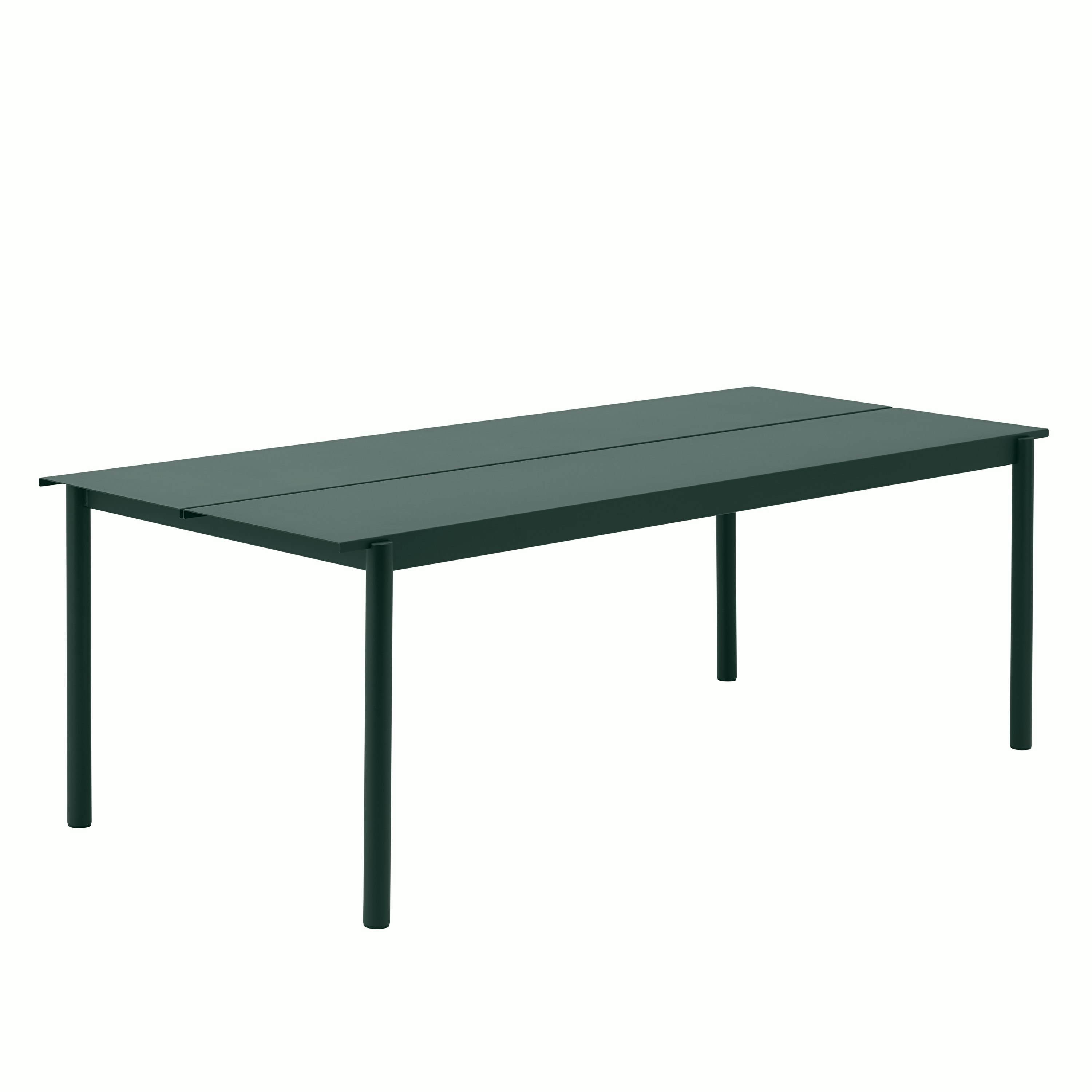 Linear steel outdoor table 220 dark green Muuto