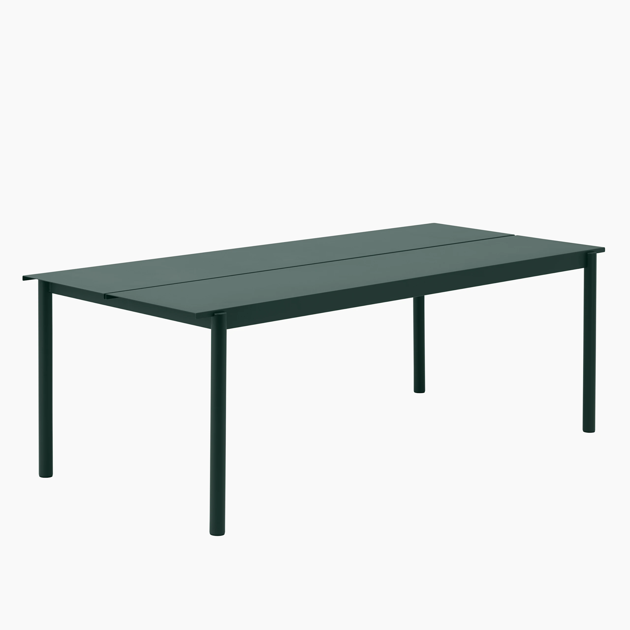 Linear steel outdoor table 220 dark green Muuto