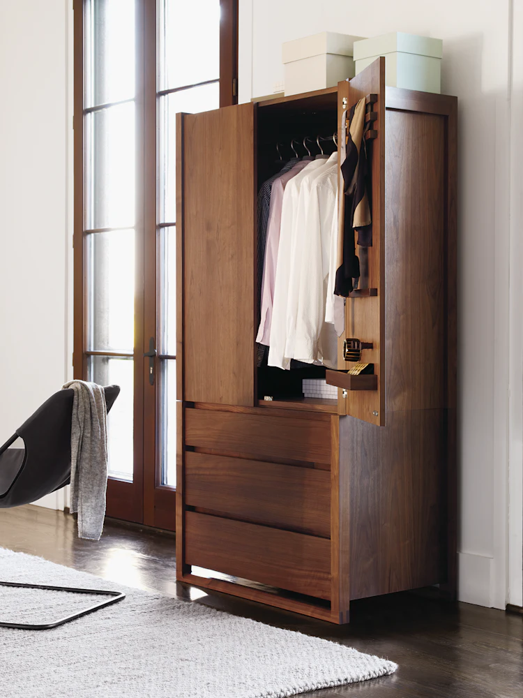 armoire dresser White 41.3 in. 3-Door Wooden Wardrobe Armoire with Mirror, 2-Drawers, Shelves, a Hanging Rod, Top Cabinet