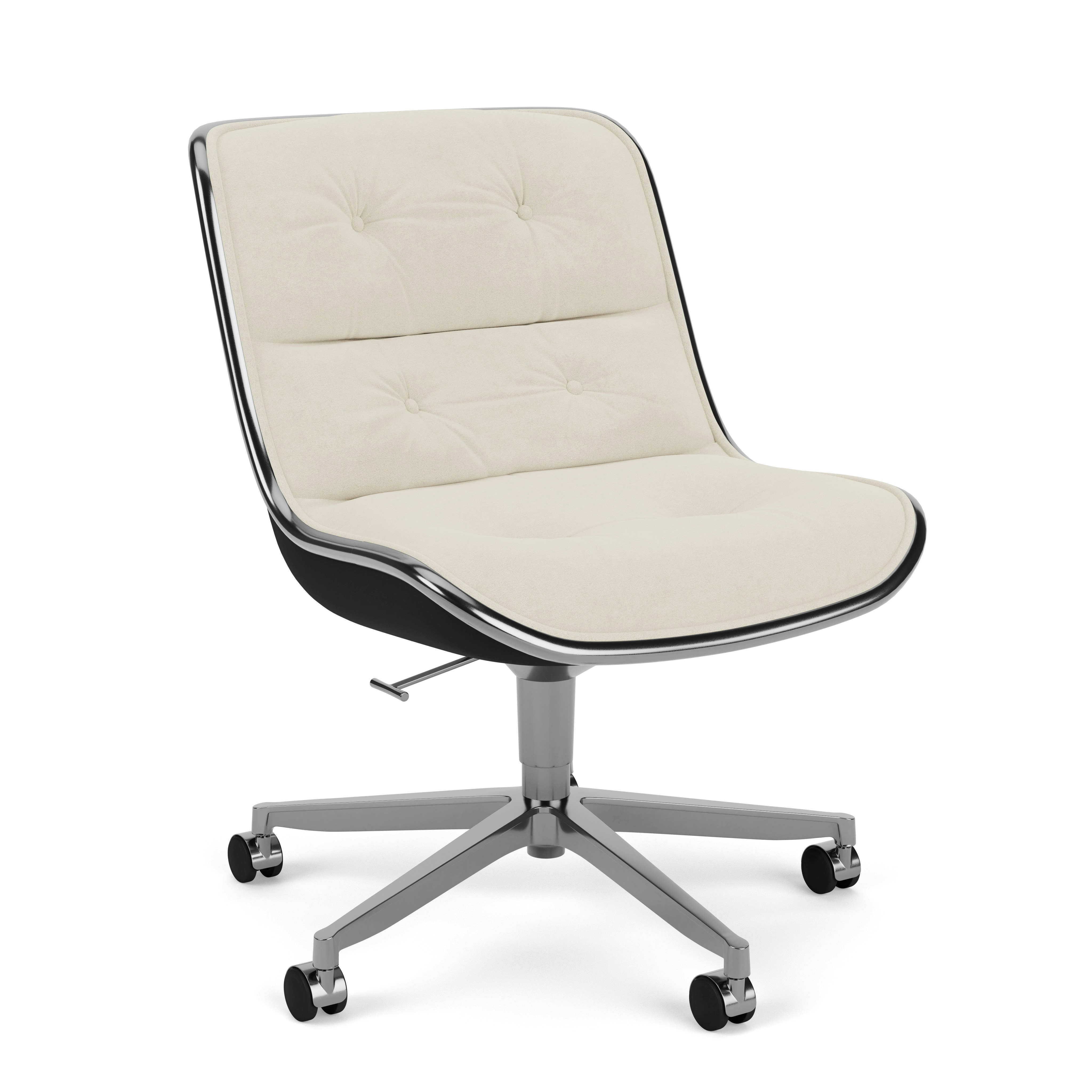 Pollock Executive Side Chair - 5 Star,  Polished Aluminum, Ultrasuede,  Cement