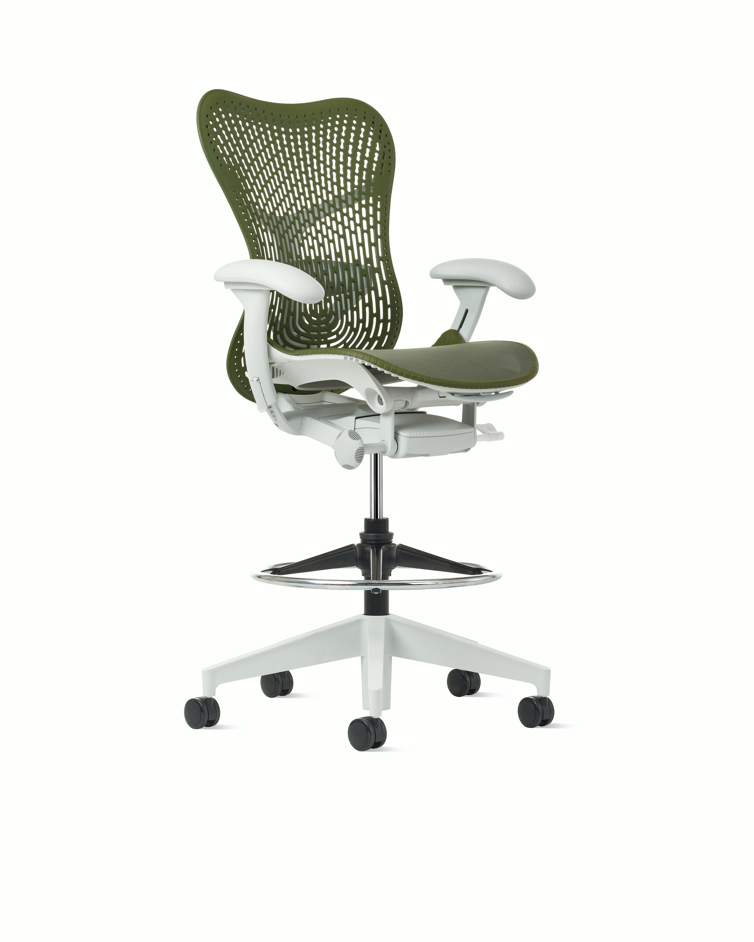 Mirra 2 Stool in Alpine with Olive Triflex suspension and FlexFront seat