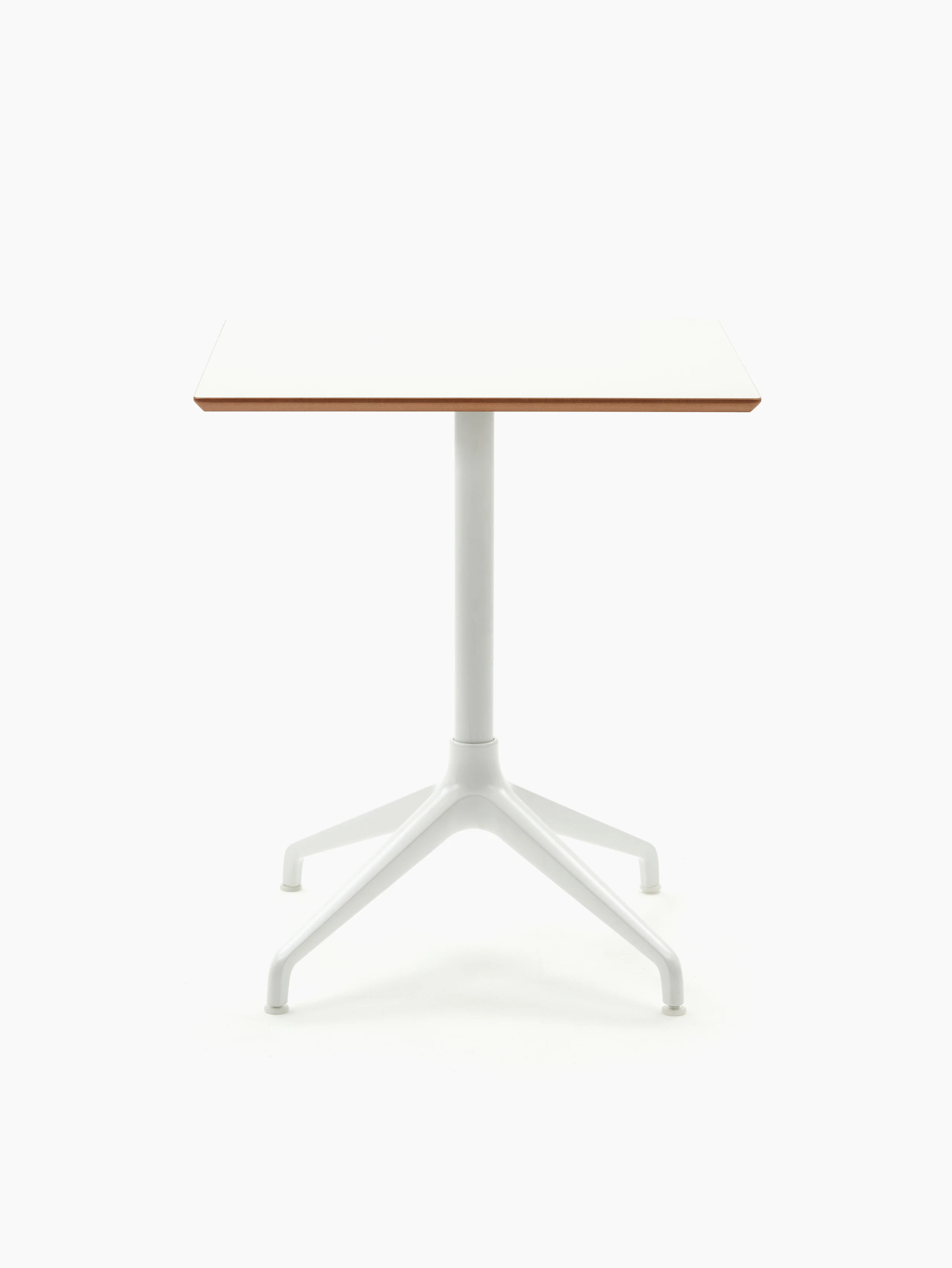 White sweep shot of white 4-star based Ali Cafe Table with white MFMDF square top.