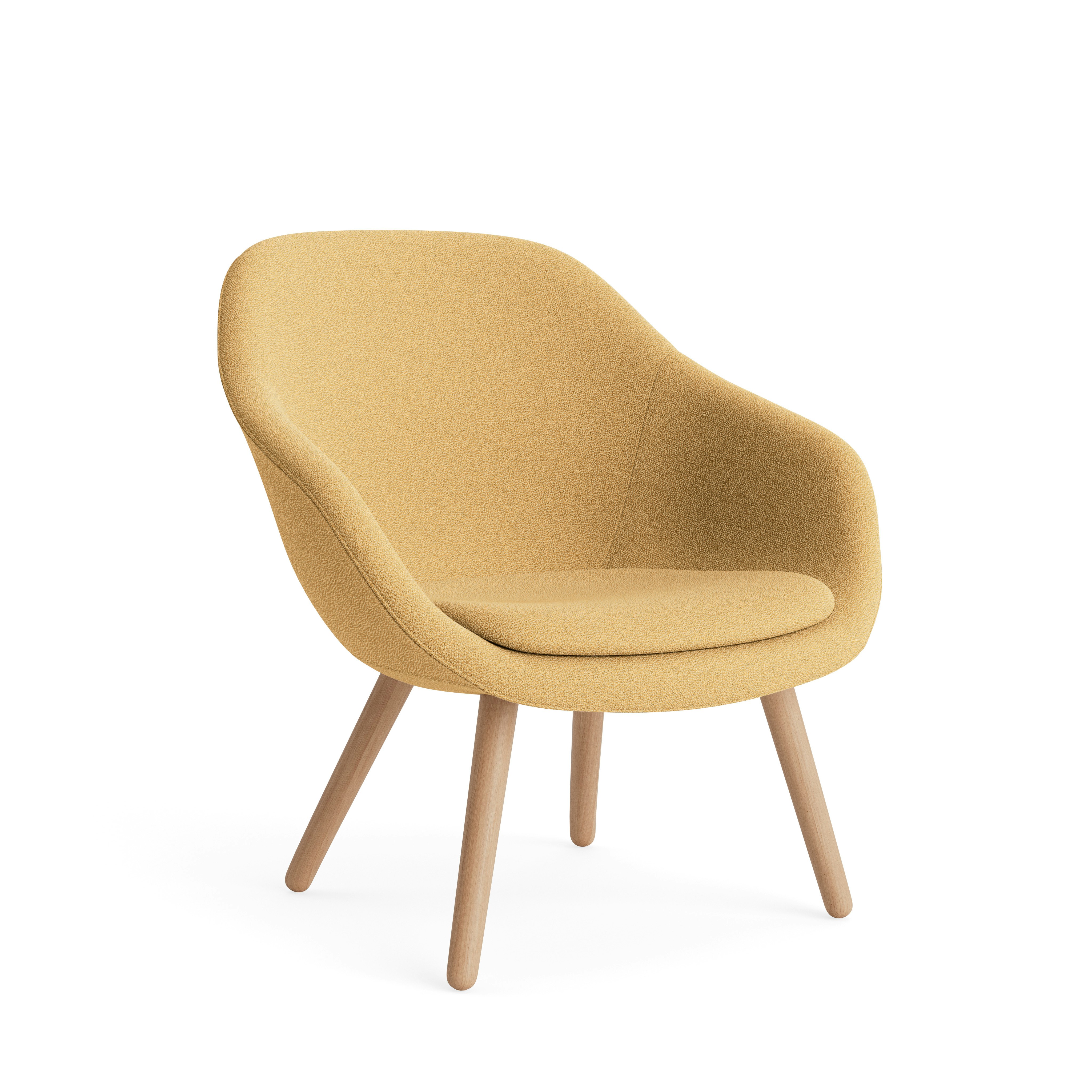 AAL 82 Armchair, Low Back - Standard, Olavi, 15 Mustard / White Speckle, Matte Lacquered Oak