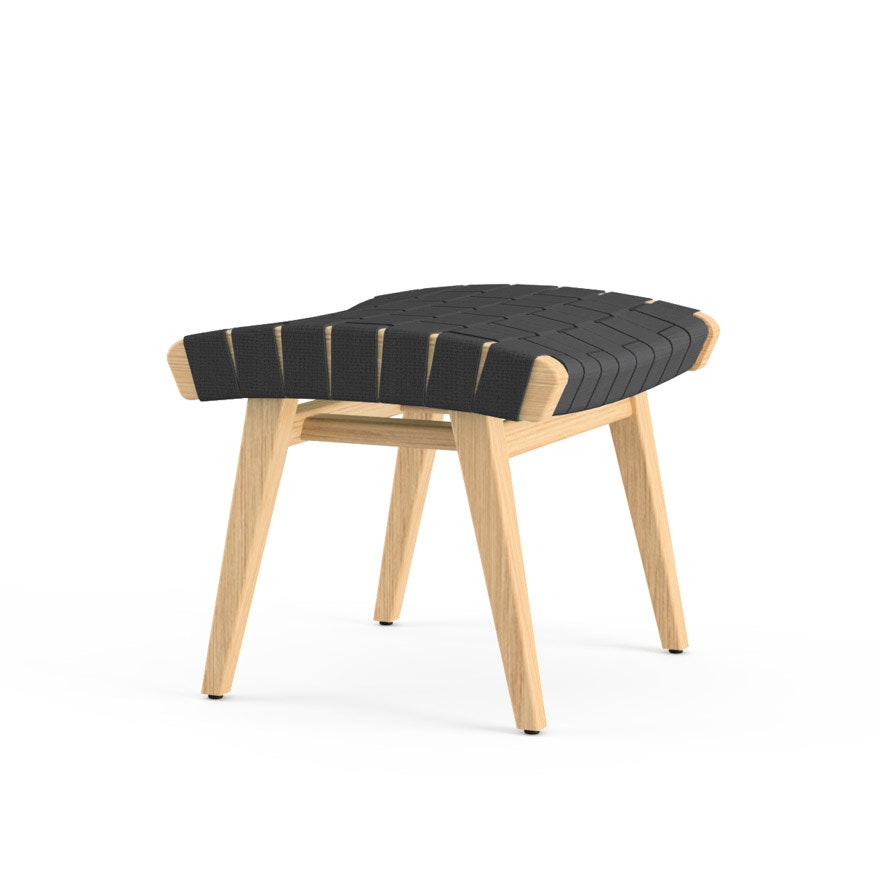 Risom Ottoman - Dark Grey Cotton, Maple