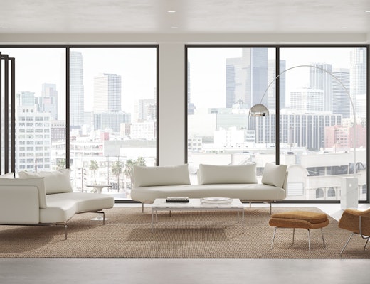 Panoramic Sofas with Womb Chair and Florence Knoll Coffee Table Panoramic Sofa Womb Chair Florence Knoll Coffee Table