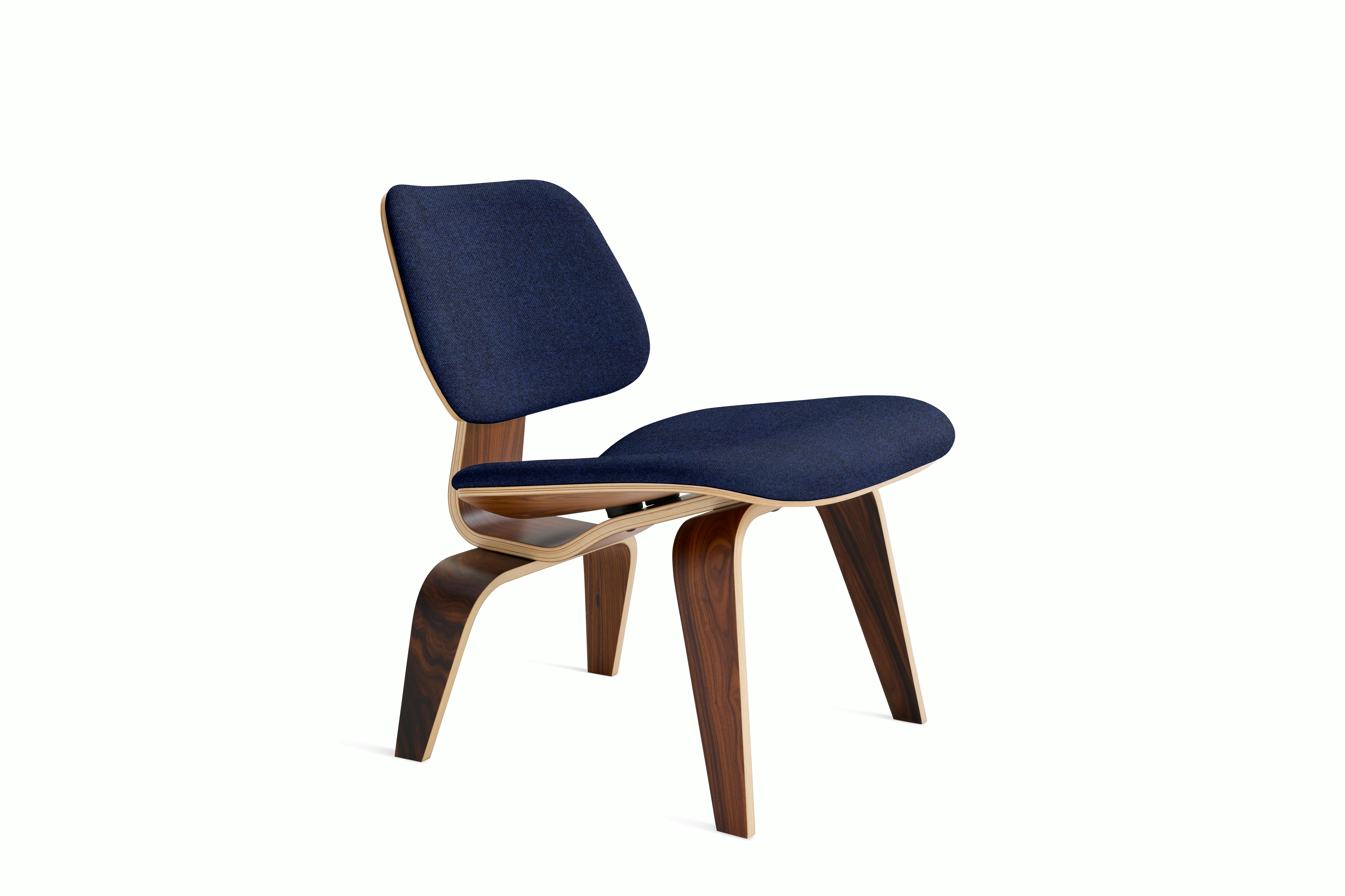 Eames Molded Plywood Lounge Chair Wood Base (LCW) - Upholstered,  Ebony,  Beck,  030 Woodlet