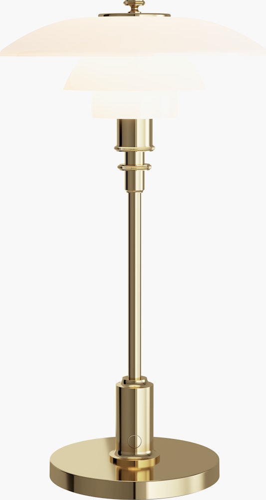 PH 2-1 Portable Light - 7.9 x 14.2 x 5.1, Glass / Brass Plated, White Opal
