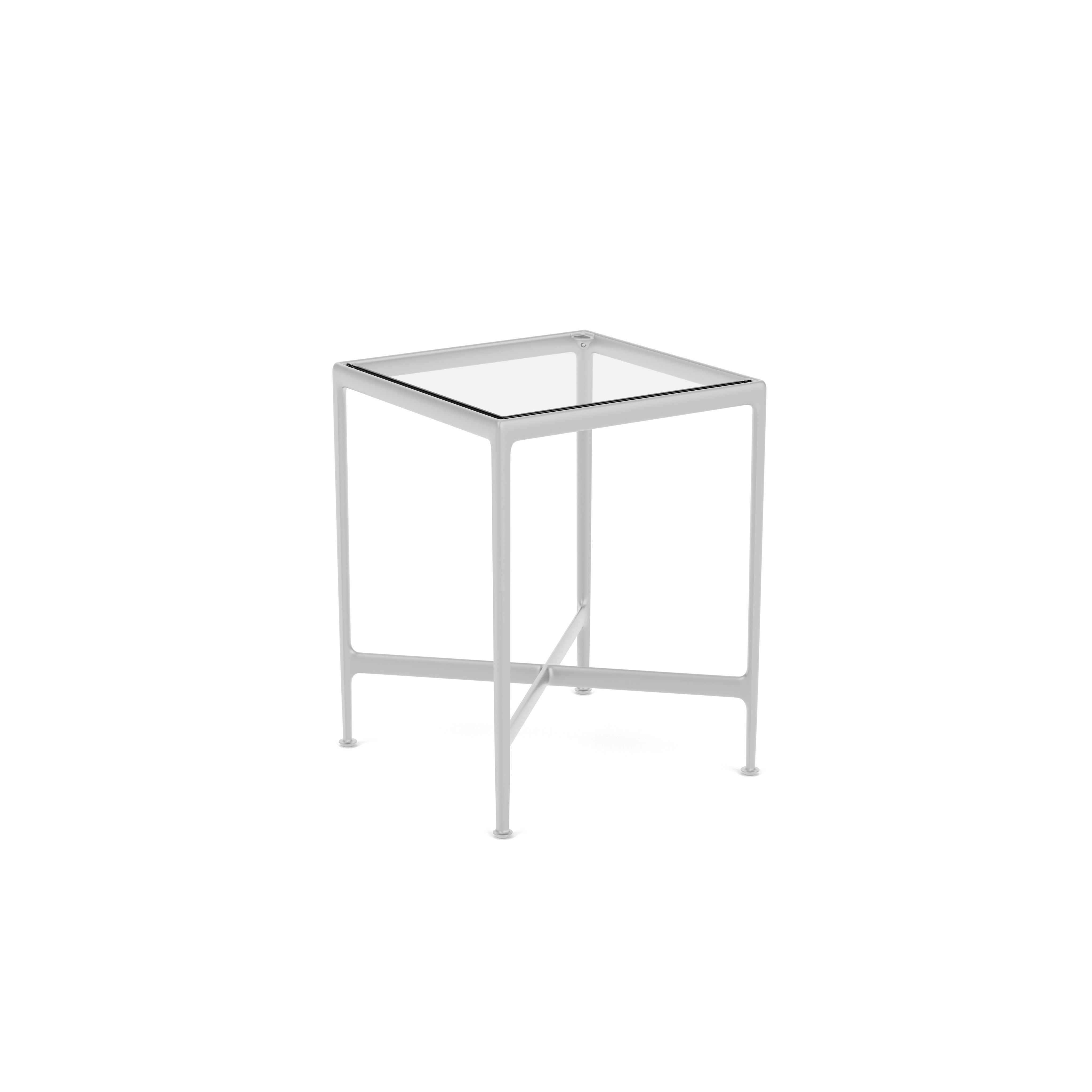 1966 High Table - Counter Height, 28" x 28", Clear Glass, Silver