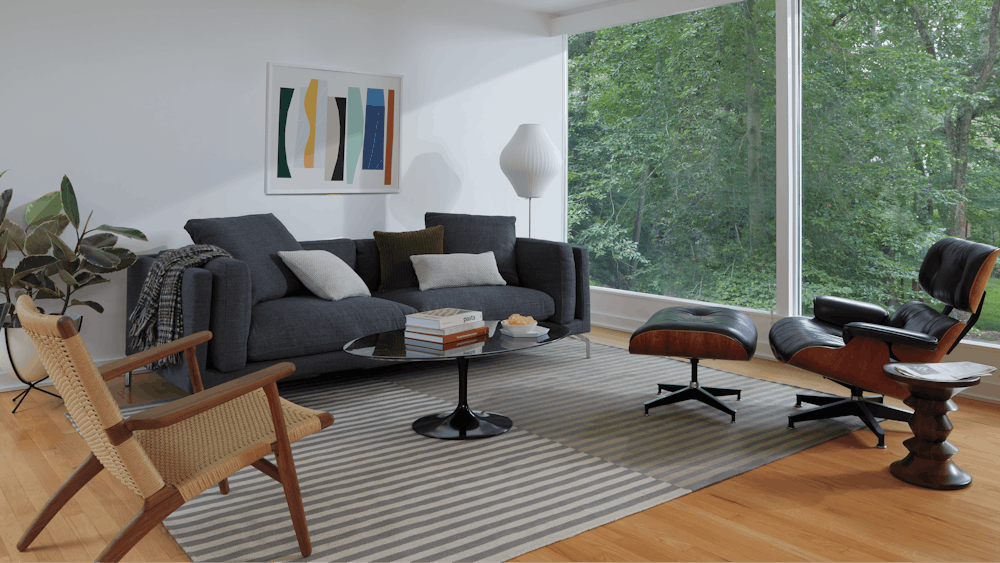 Como Sofa, ELO, Saarinen Coffee Table and Ceras Rug at Missy Robbins' Home