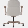 Rear view of a mid-back Asari chair by Herman Miller in light brown with height adjustable arms.