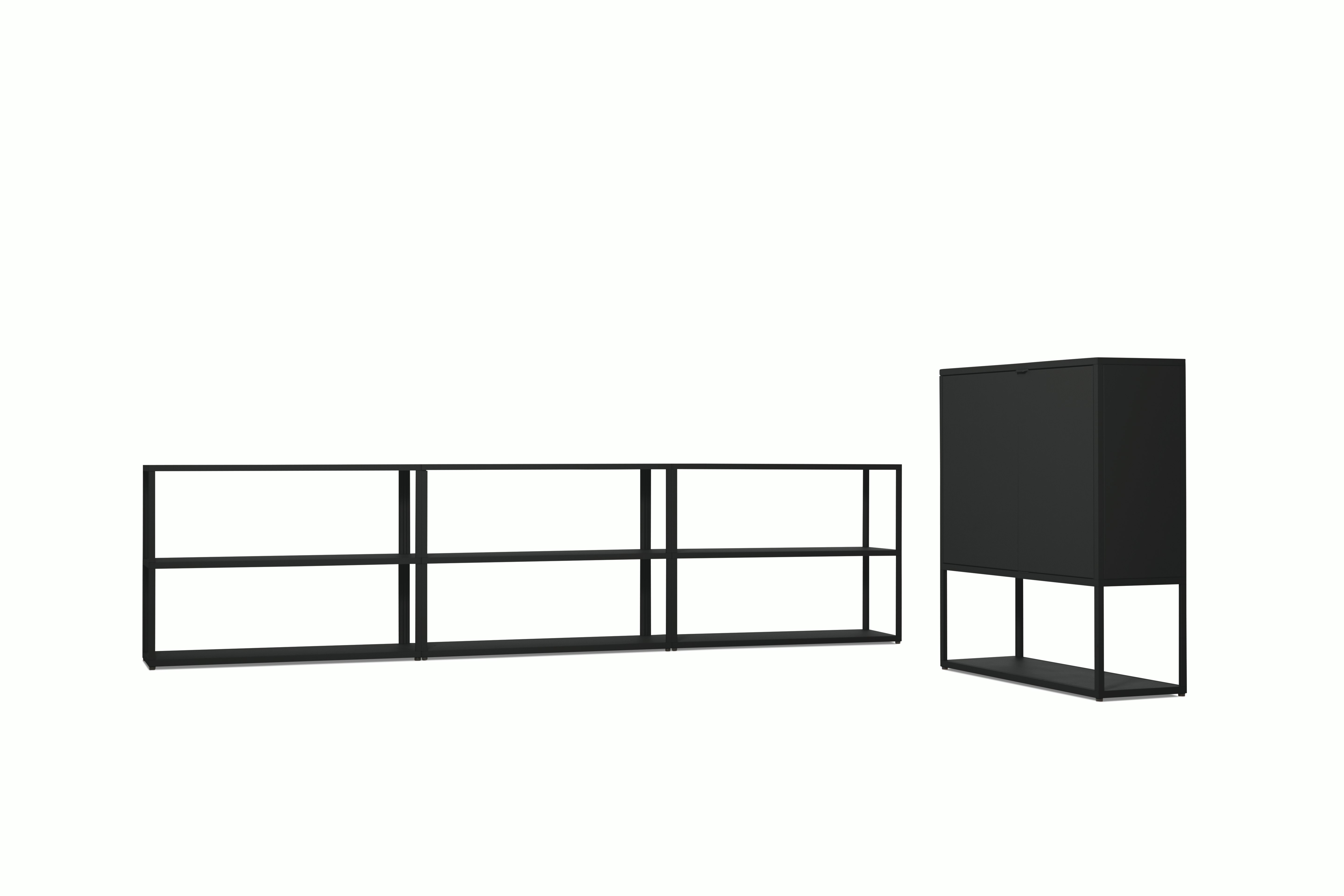 New Order Set &ndash; Low Triple Bookshelf + Cabinet