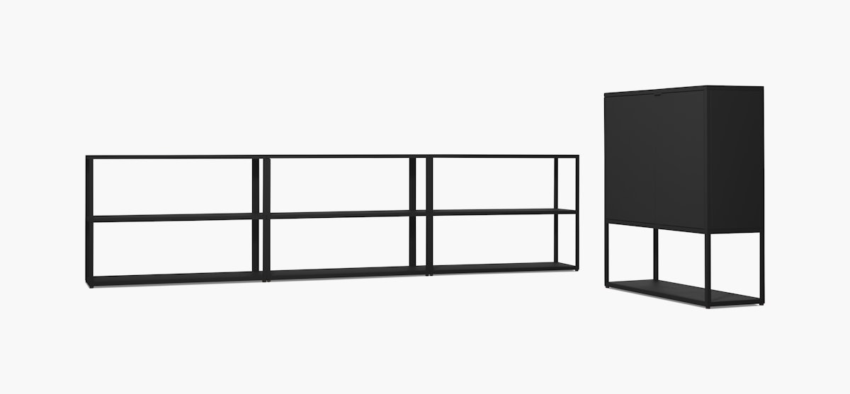 New Order Set - Low Triple Bookshelf + Cabinet