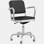 Navy Officer Task Chair - Brushed, Volo Leather, Black, Arms