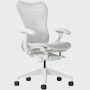 Front angle view of a Mirra 2 chair with a Butterfly back in alpine and a silver alloy base.
