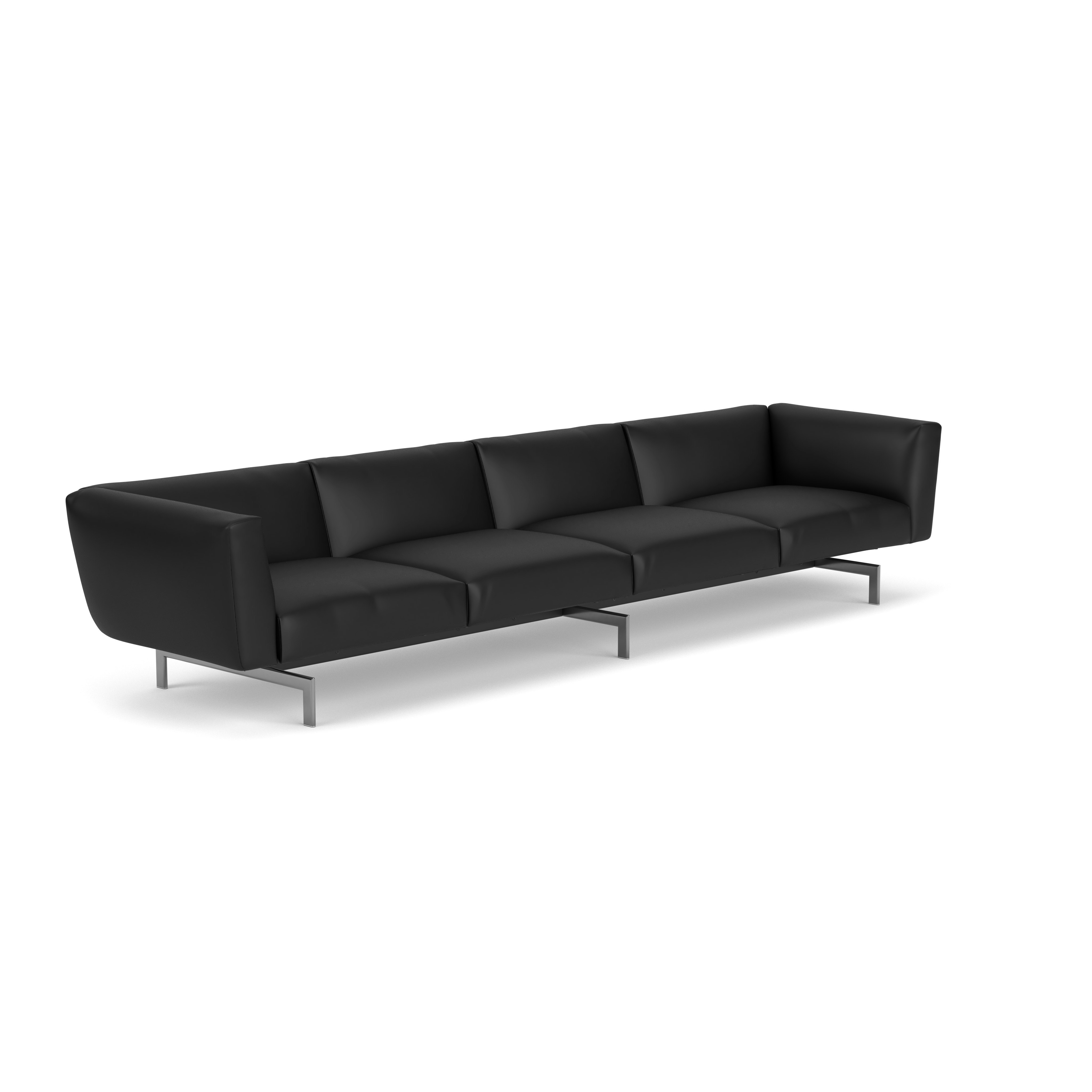 Avio Sofa - Four Seater, Volo Leather, Black, Polished Chrome