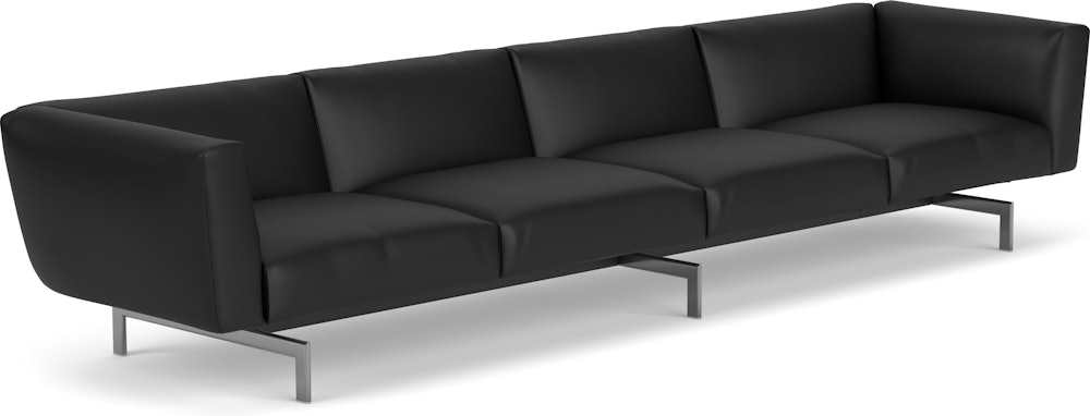 Avio Sofa - Four Seater, Volo Leather, Black, Polished Chrome