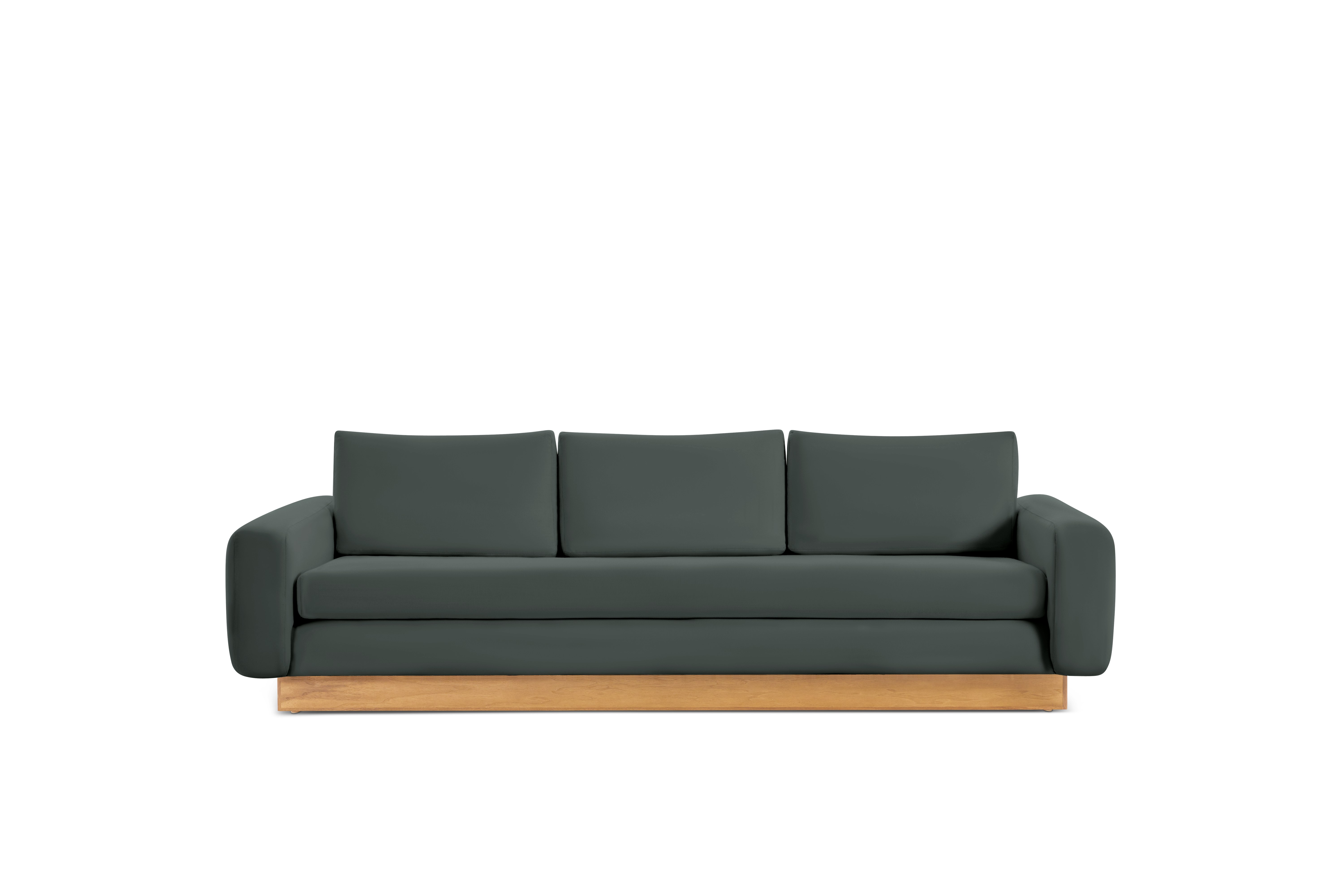 Mesa Sofa - Marquis Velvet,  Charcoal,  Oak