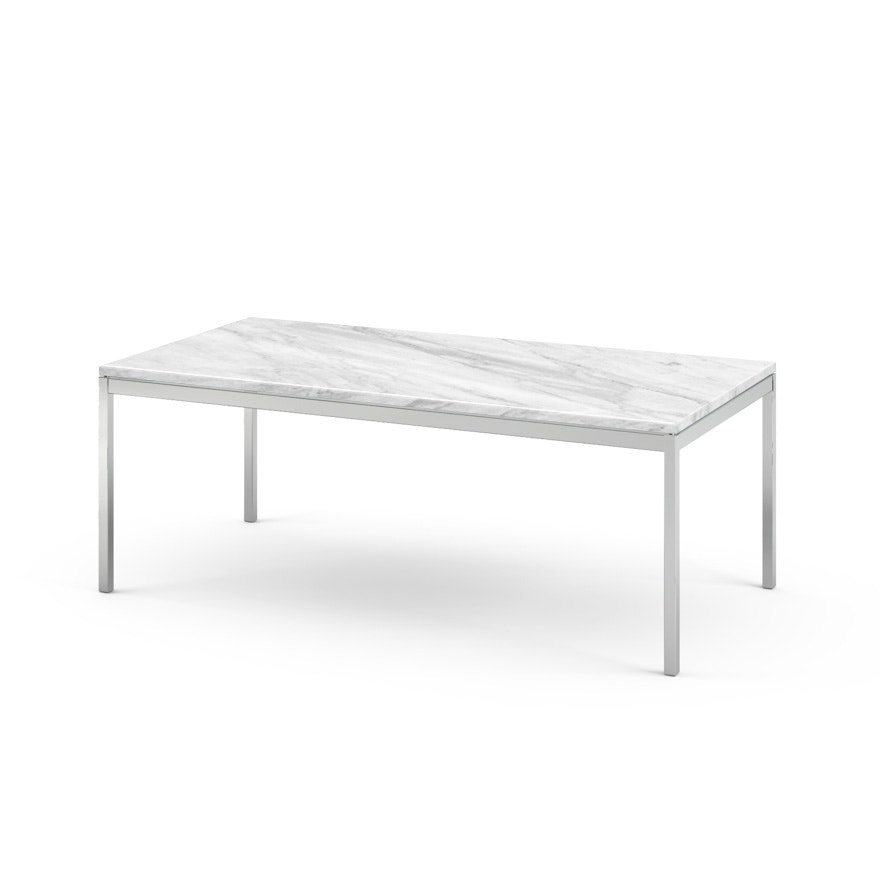 Florence Knoll Rectangular Coffee Table - 45 X 22, 17, Polished Carrara, Polished Chrome