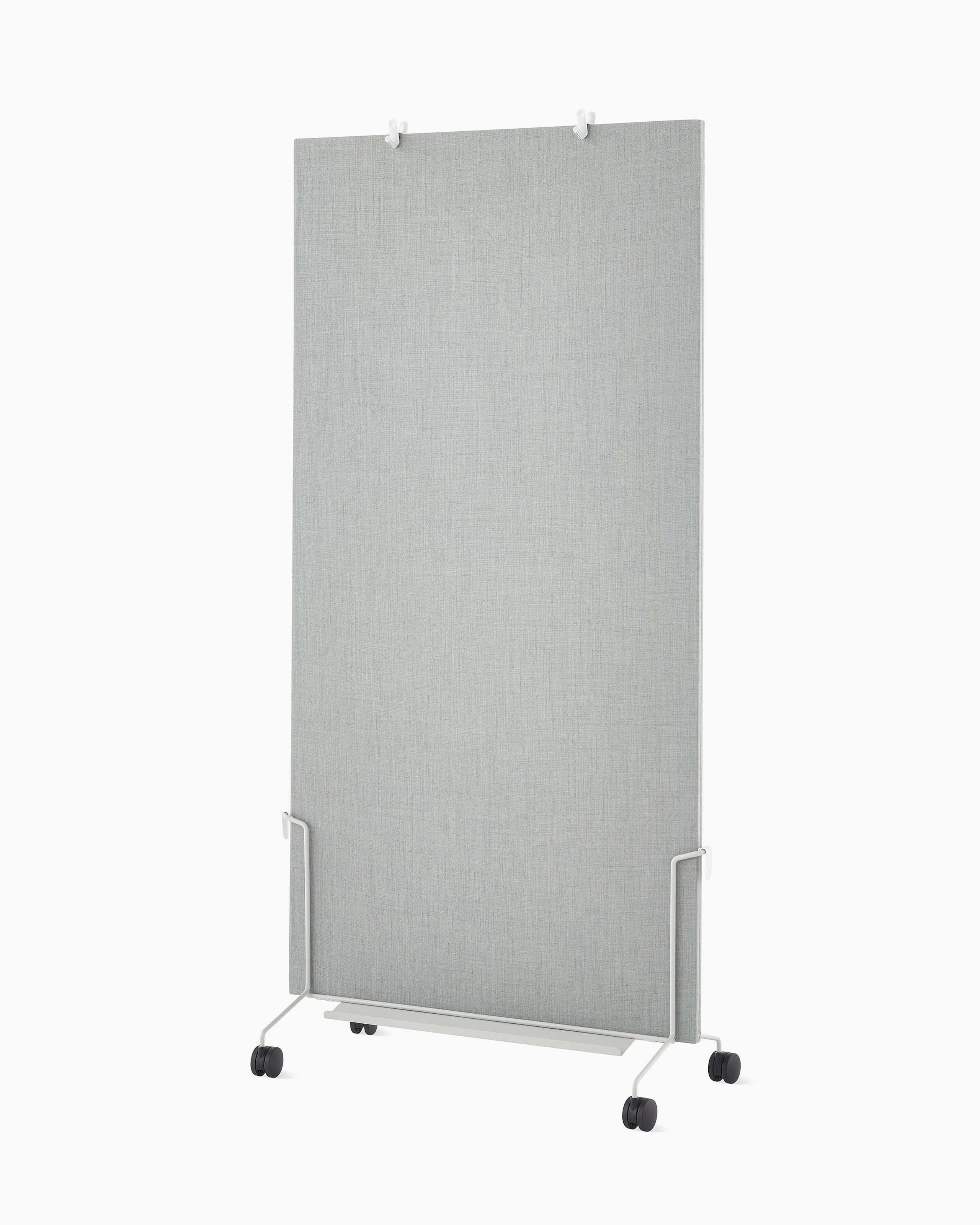 A grey OE1 Mobile Easel with grey fabric project board, viewed from an angle.