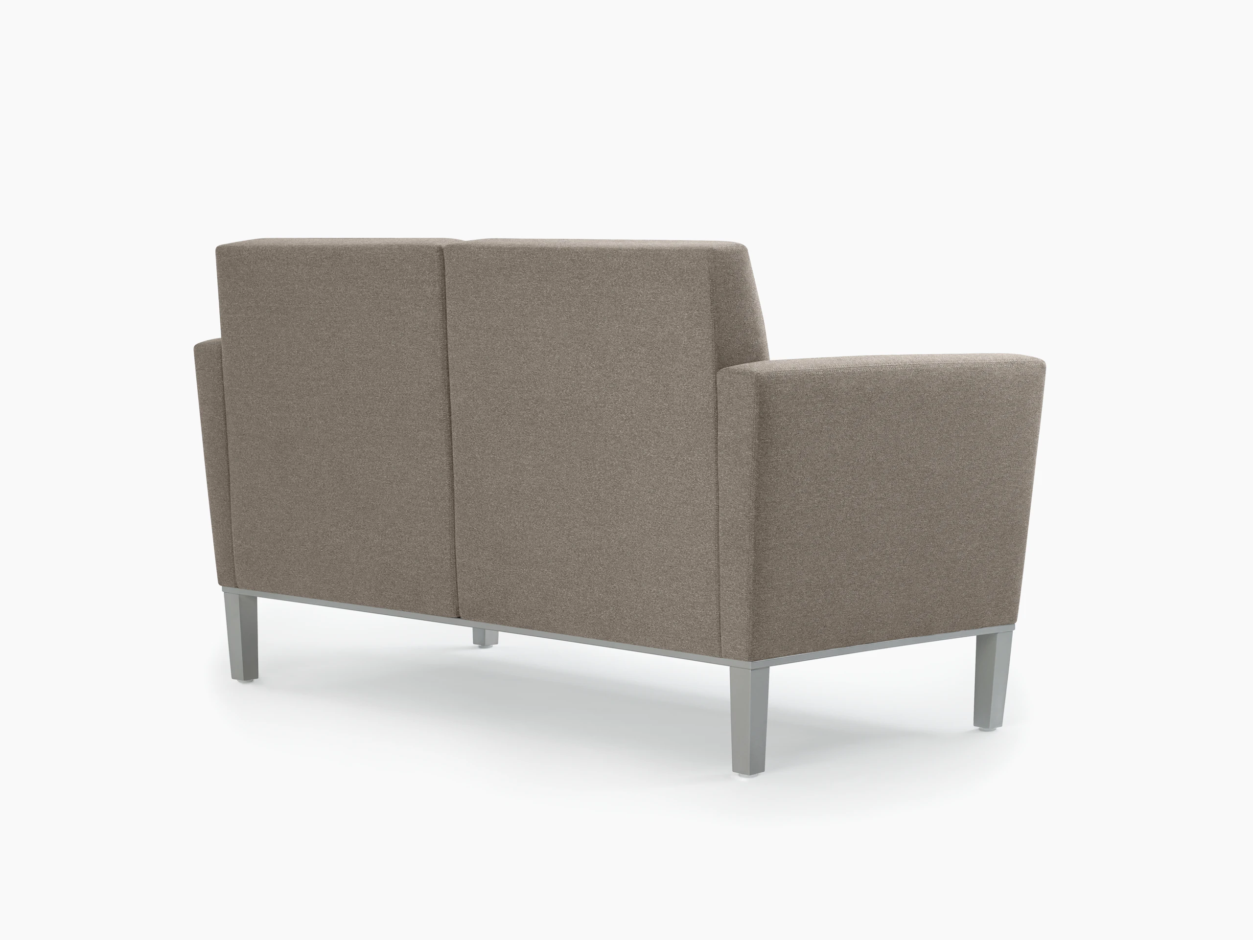 Back three-quarter view of two-seat Brava Platform Lounge System on a metal base.