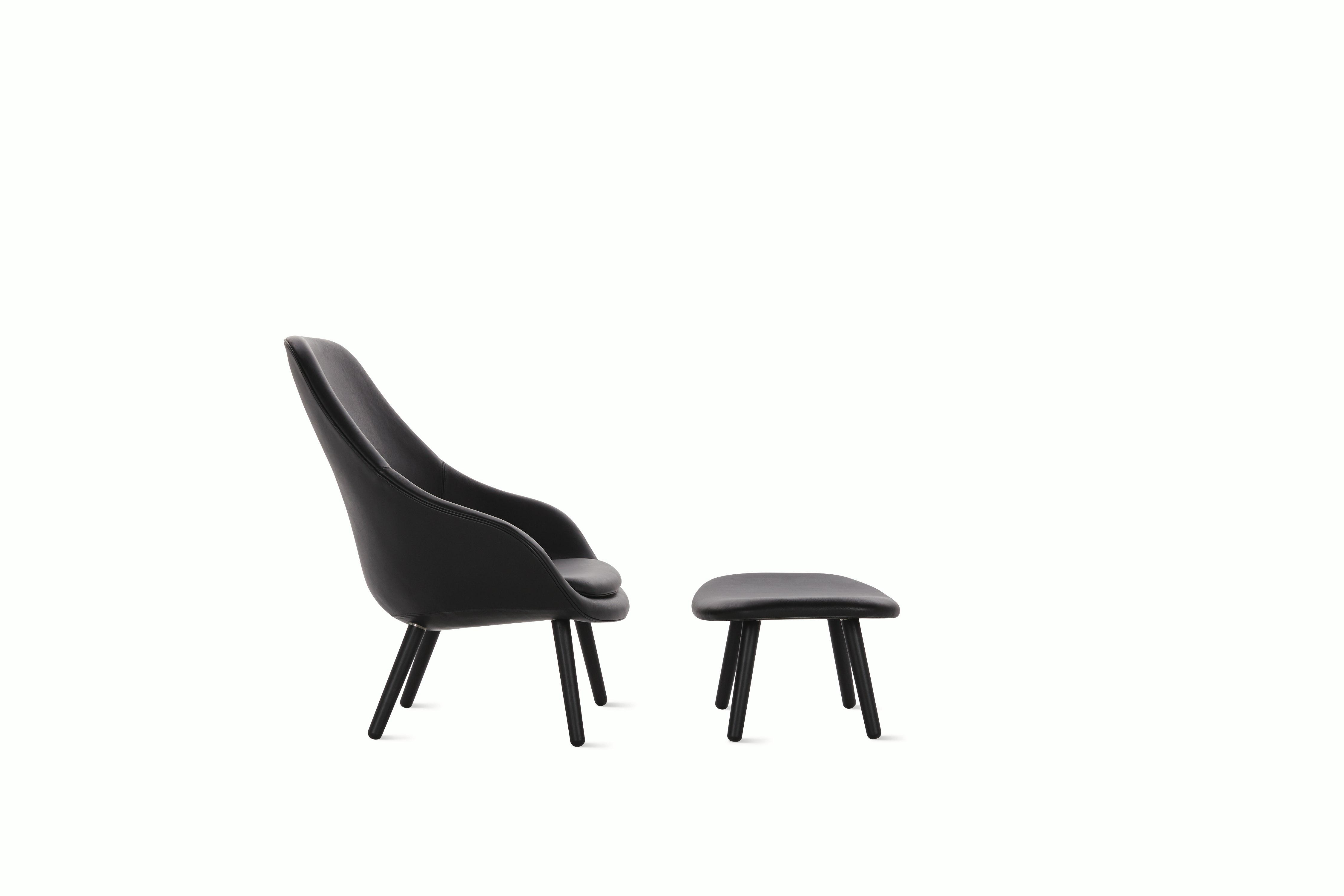 AAL 92 + 03 About A Lounge and Ottoman Low Back Wood Base