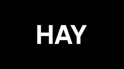 HAY-logo op een zwarte achtergrond.