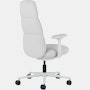 Rear angle view of a high-back Asari chair by Herman Miller in light grey with height adjustable arms.