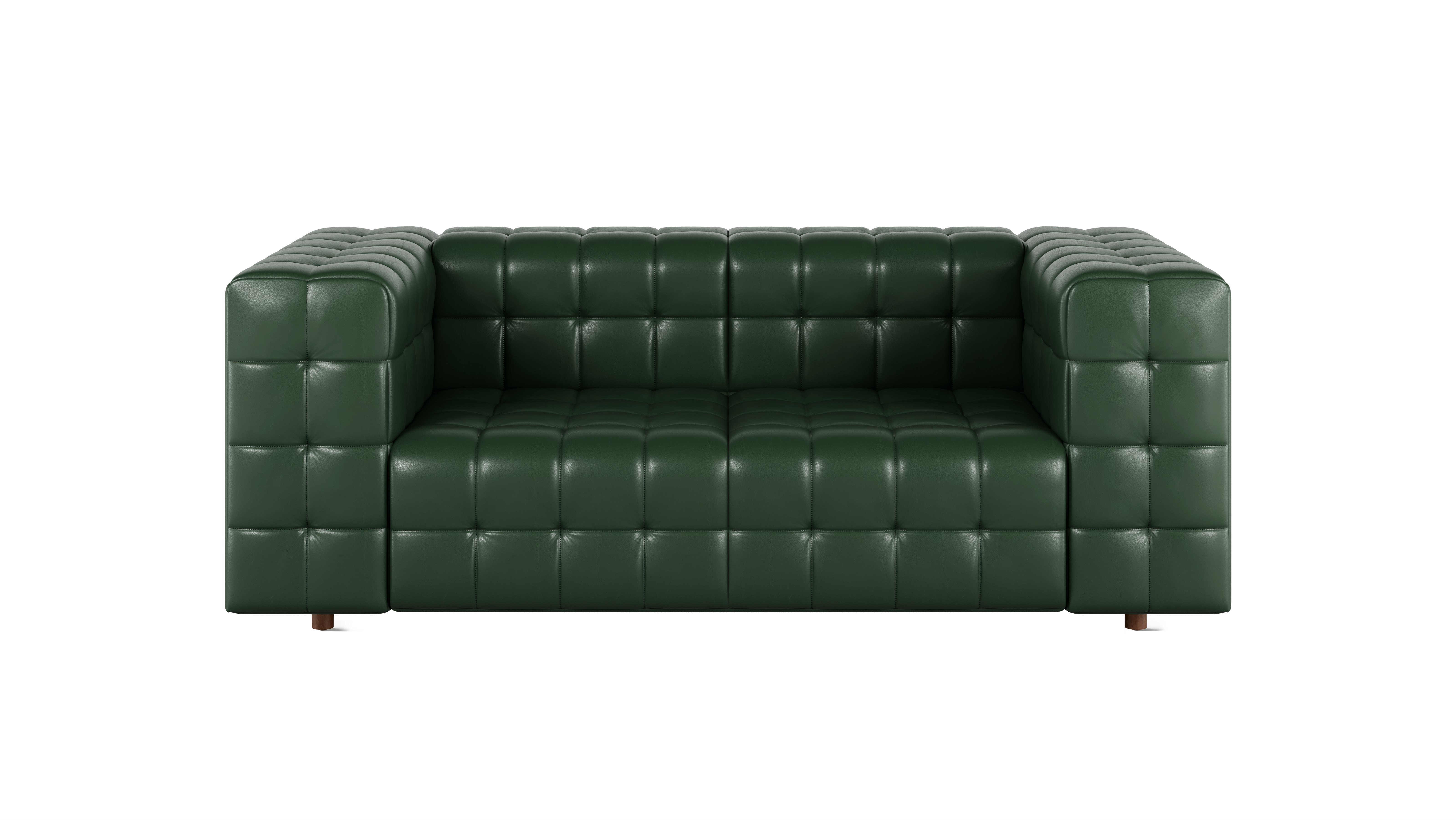 Rapport Sofa 2 Seater in Prone Leather Vine with Walnut Legs