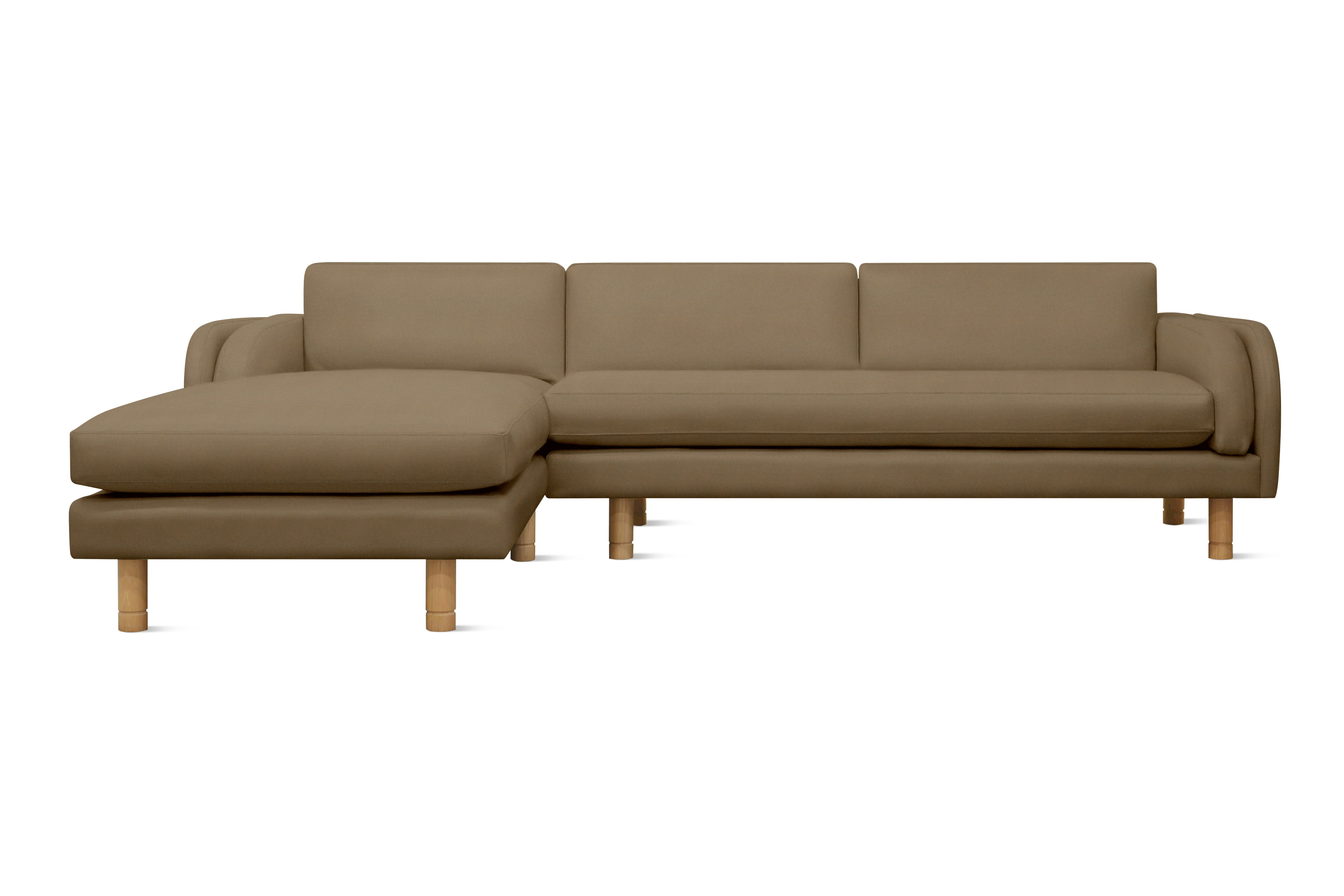 Moreno Sectional with Chaise - Left,  Marquis Velvet,  Cocoa,  Oak