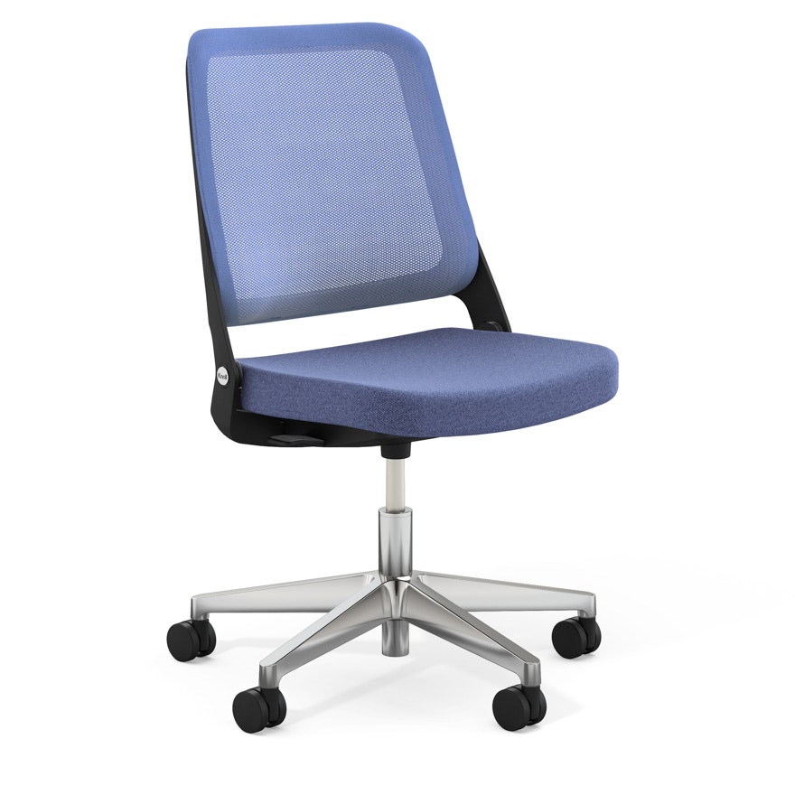 Ollo Chair - Armless, Blueberry, Blueberry, Black, Polished Aluminum, Soft Casters