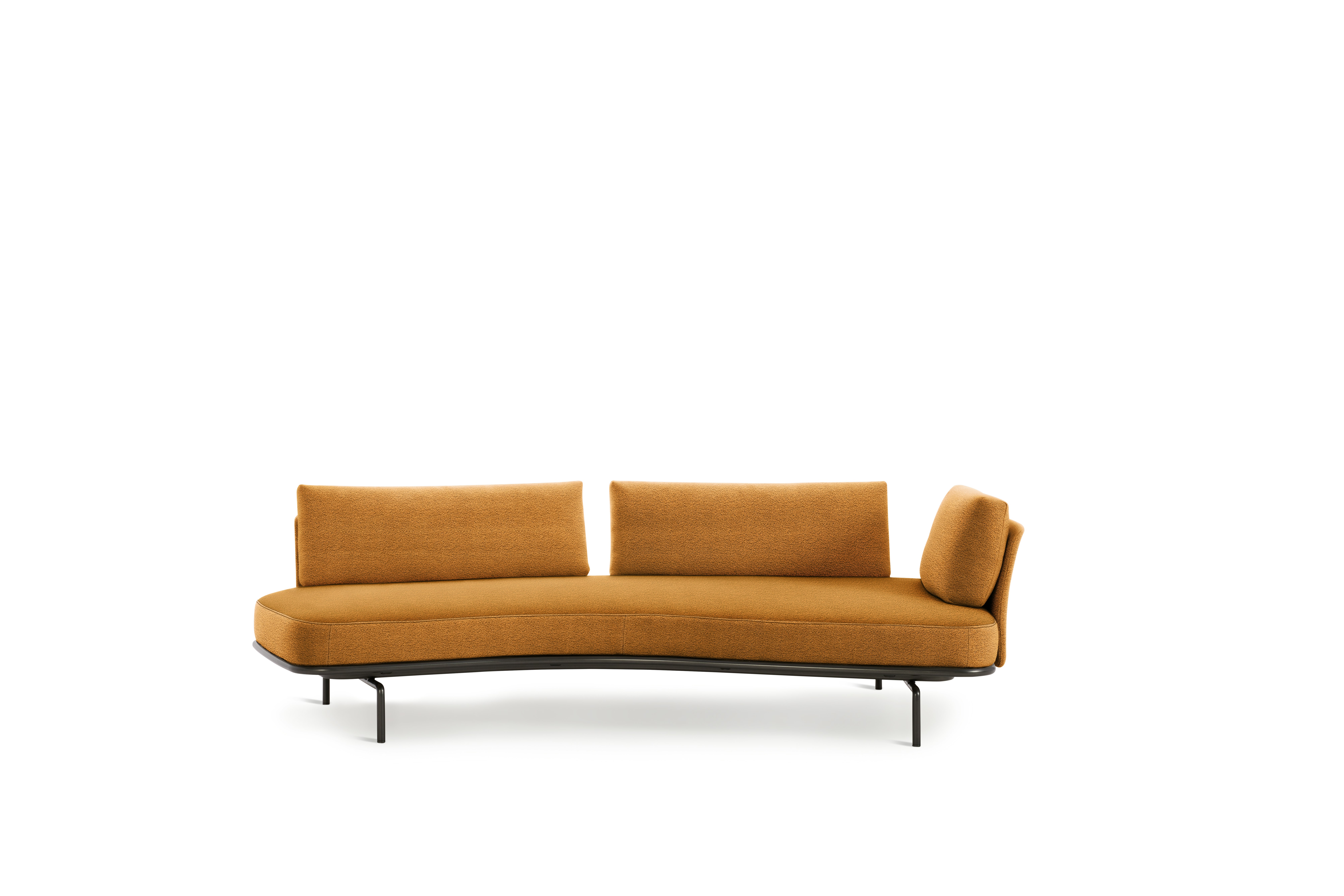 Panoramic Sofa - Left,  Small / Double Large,  Curly,  Mustard,  Charcoal