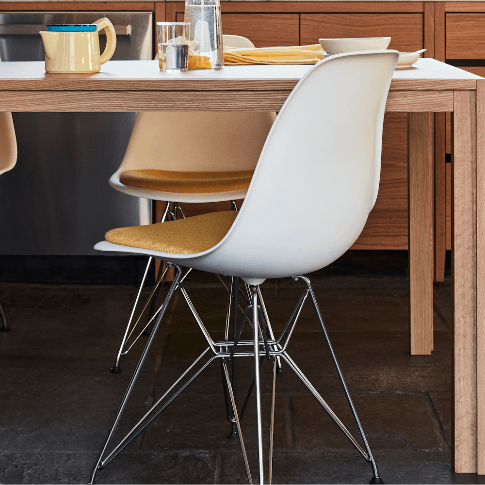 Eames Molded Plastic Side Chair with Seat Pad
