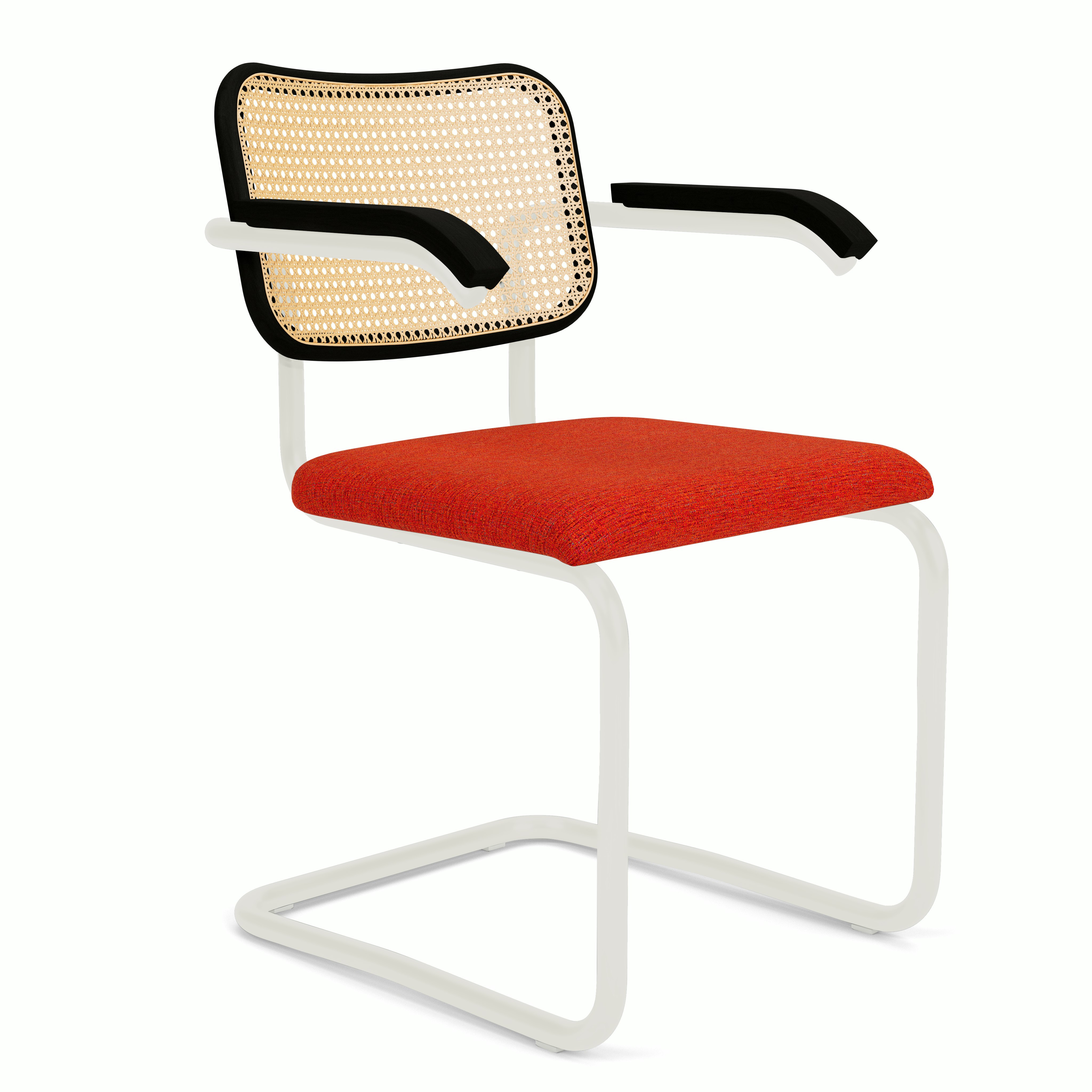 Cesca Upholstered Chair - Ebonized Beech ,  Armchair,  Seat Pad,  diva,  poppy,  white frame