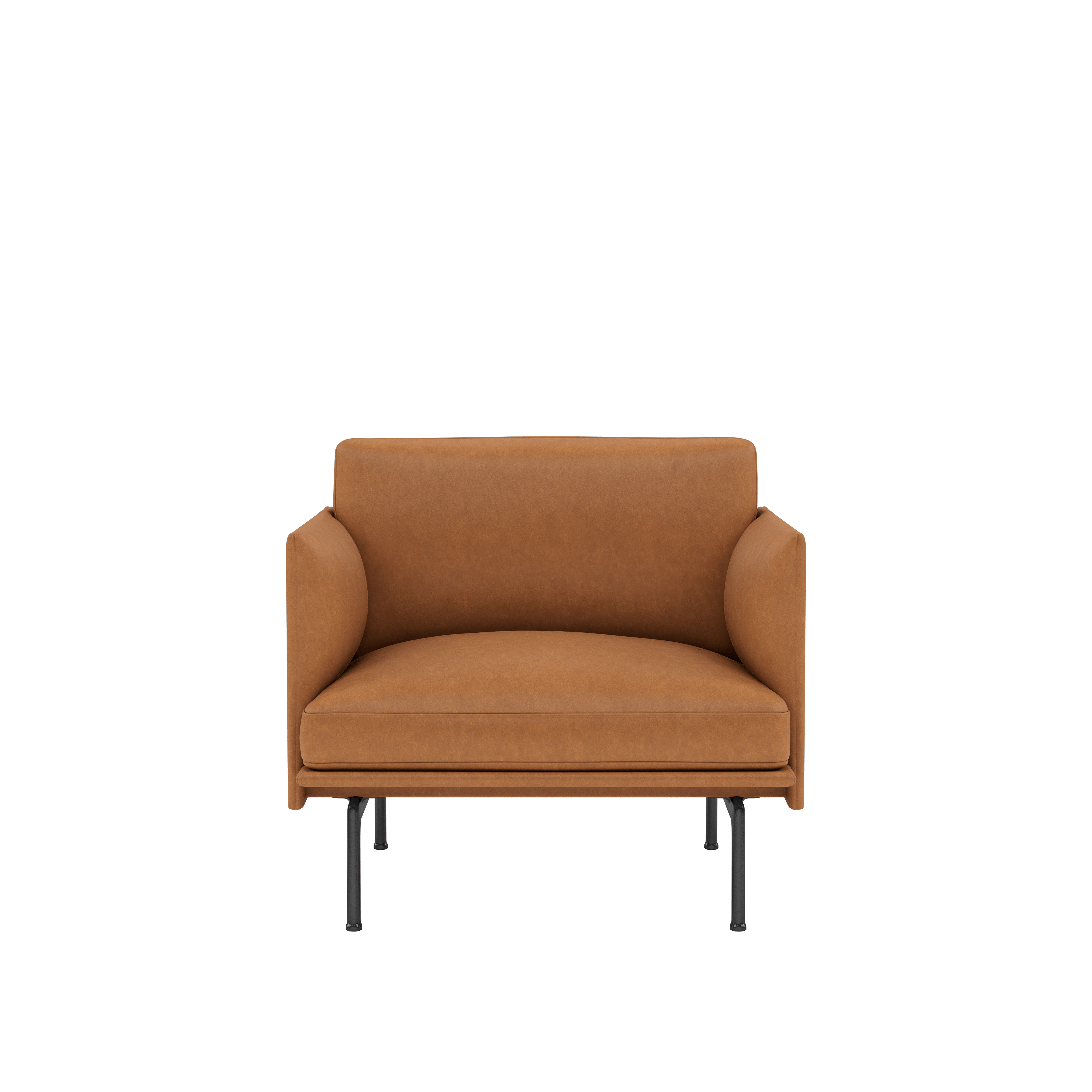 Outline Studio Armchair,  Black, Grace Leather , Cognac