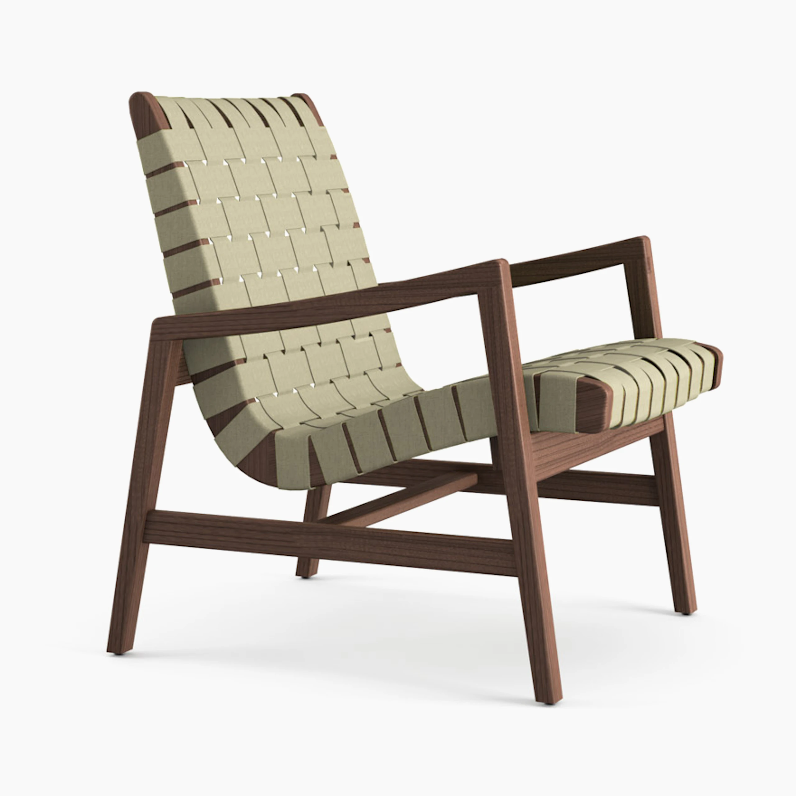 Risom Lounge Chair - Arm, Antique Beige Sunbrella, Light Walnut