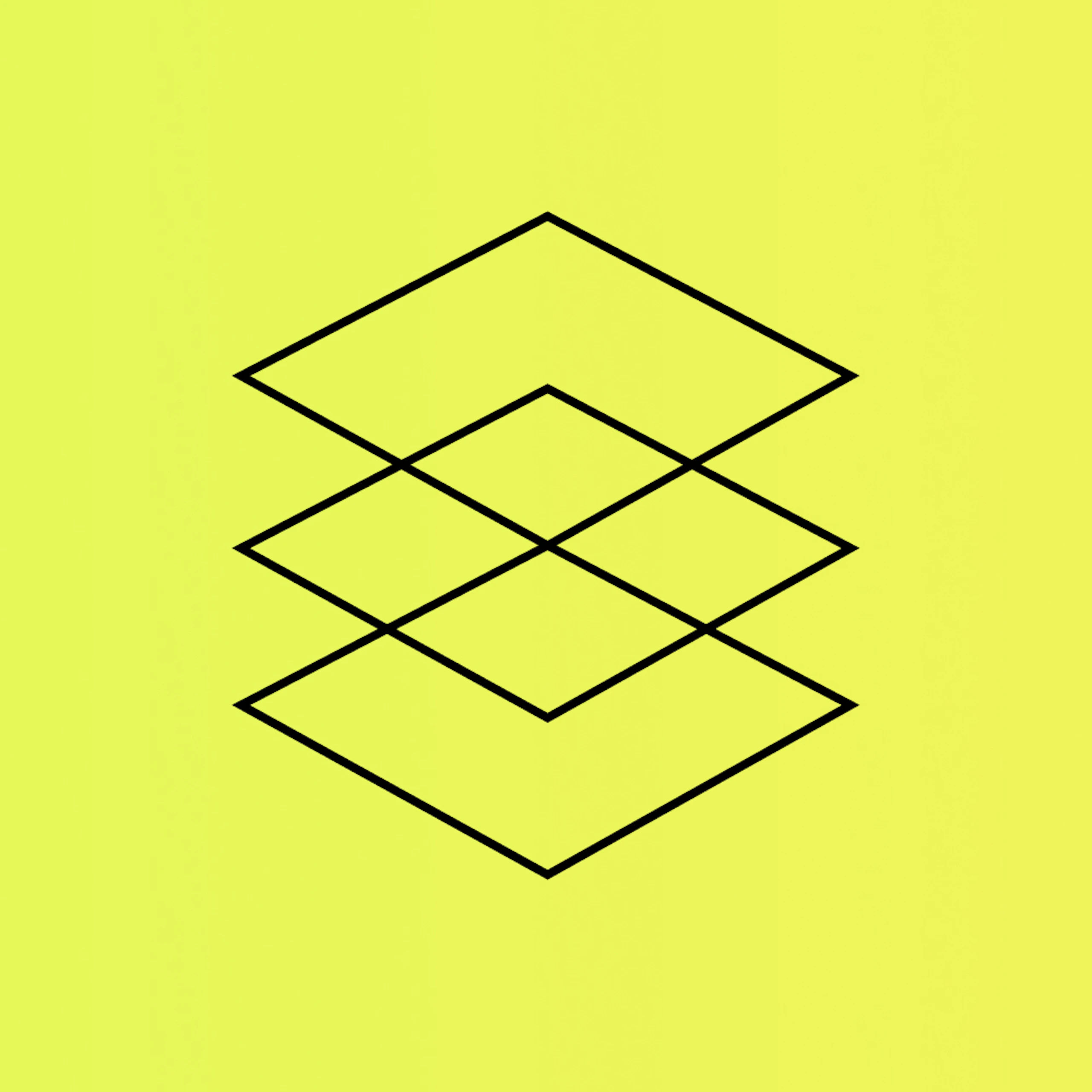 A yellow gradient background with three black squares stacked on top of one another.