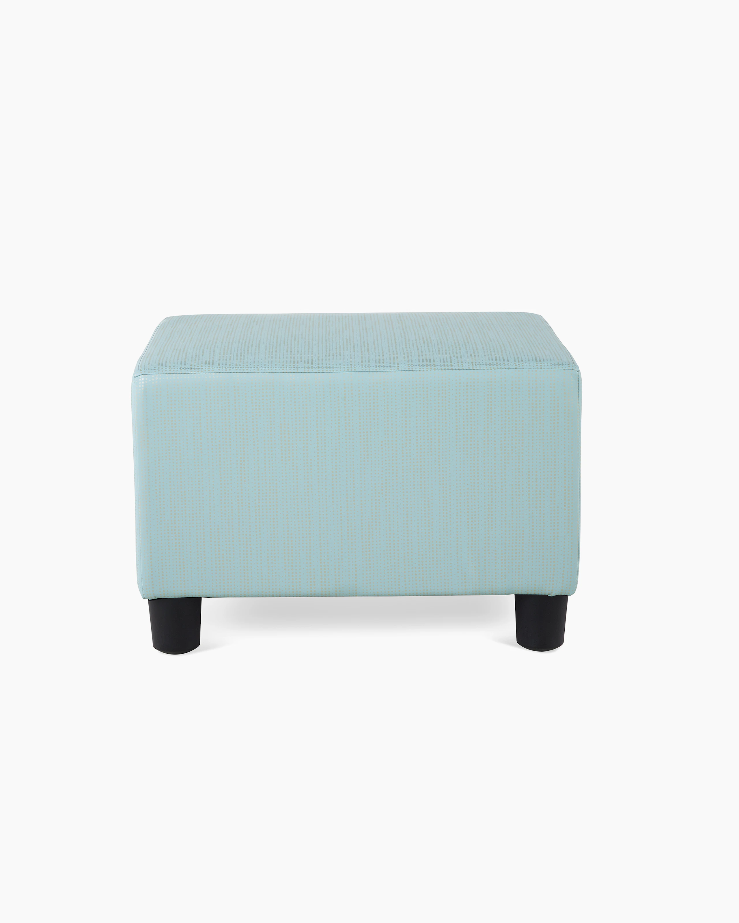 A Swoop Ottoman in a light green upholstery.