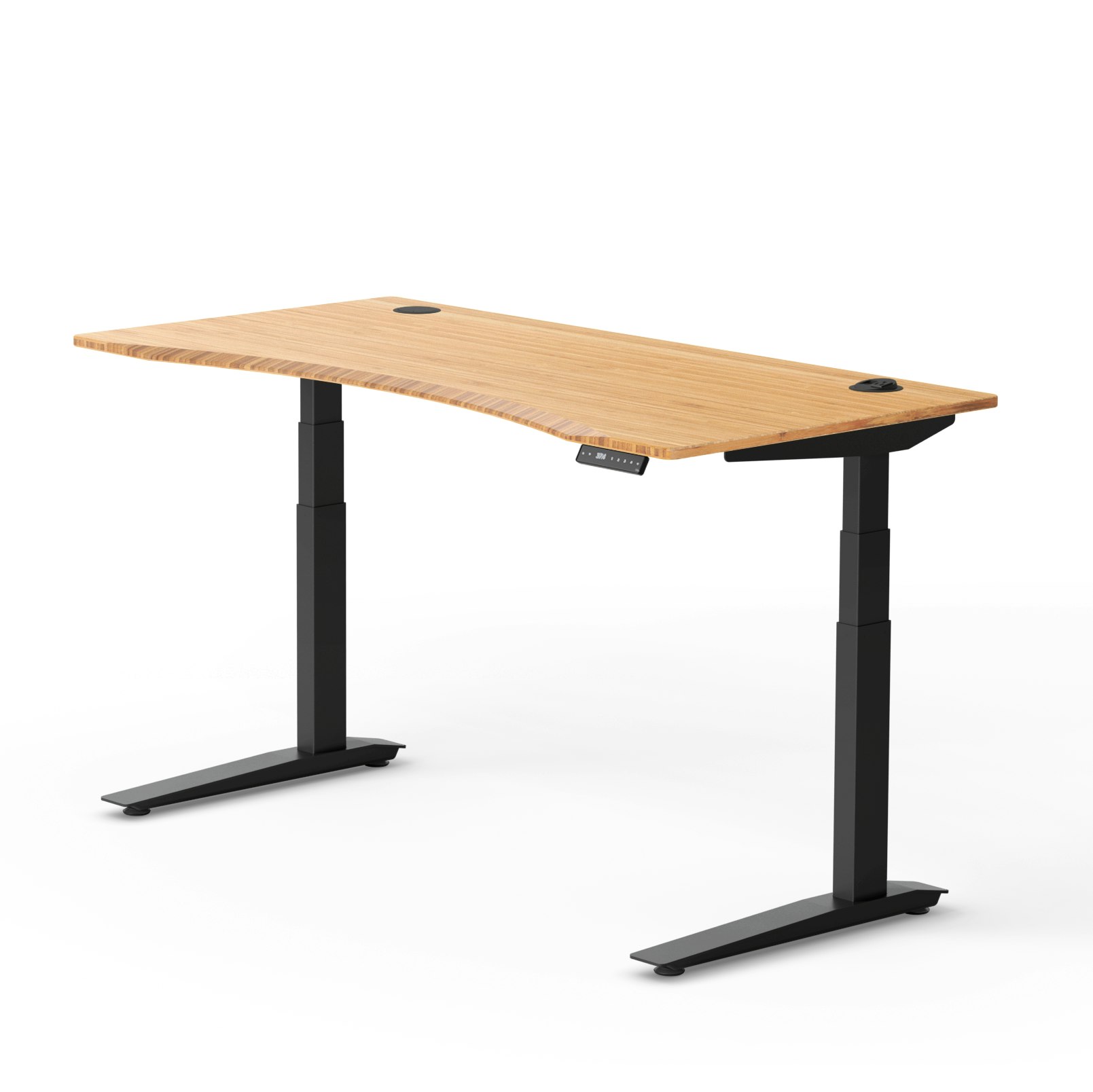 Large Jarvis Bamboo Standing Desk, Contour with Programmable, with Grommet