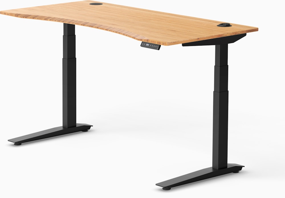 Large Jarvis Bamboo Standing Desk, Contour with Programmable, with Grommet