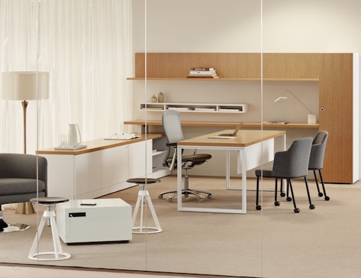 Multi-Use Private Office Knoll Essentials Reff Profiles private office Life chair Remix side chair Piton stool D
