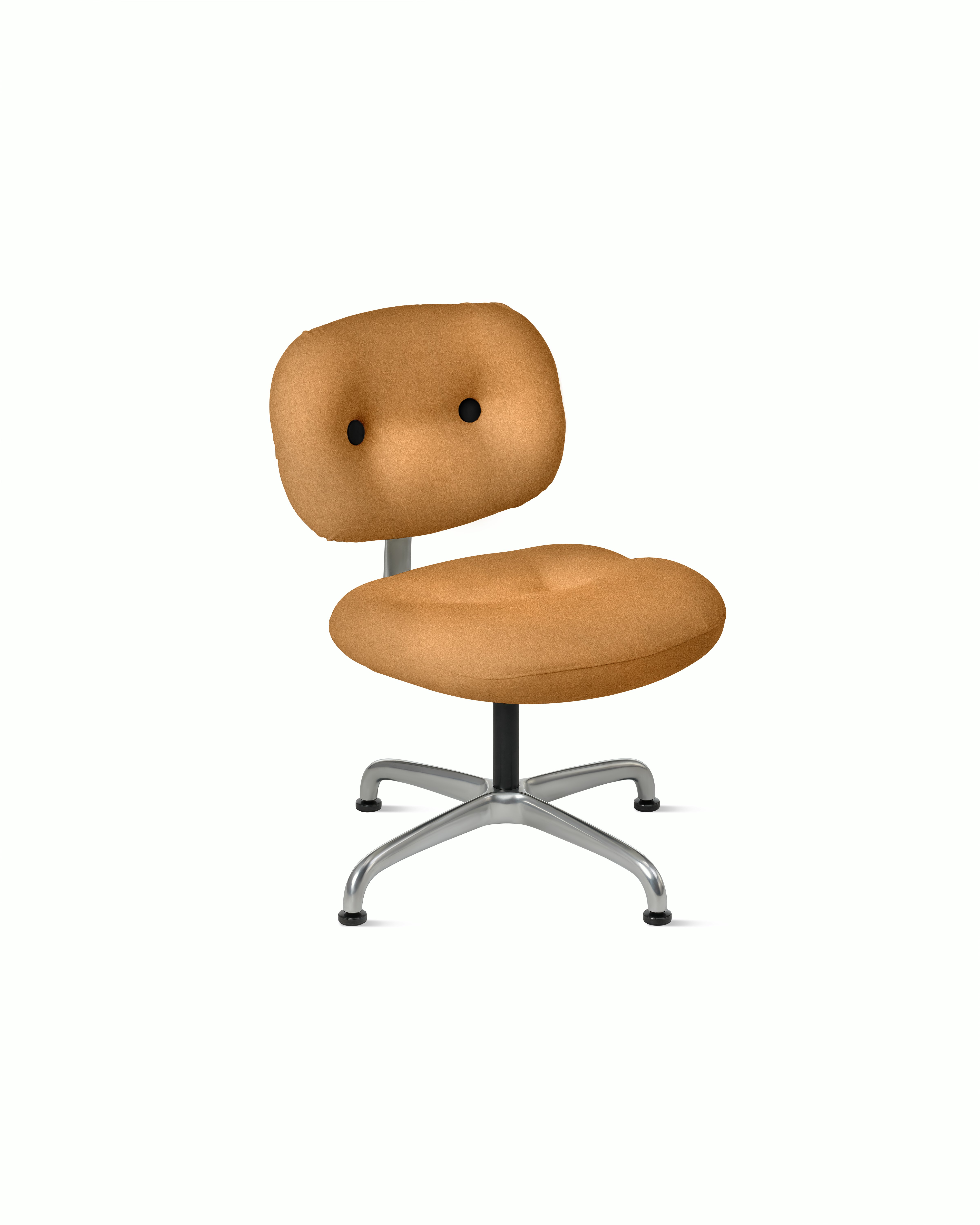 Morrison Hannah Occasional Chair - Without Arms,  Copenhagen Leather,  Hafnia,  Half Polished Aluminum,  Glides FSC Certified