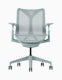A glacier low-back Cosm Chair with height adjustable arms.
