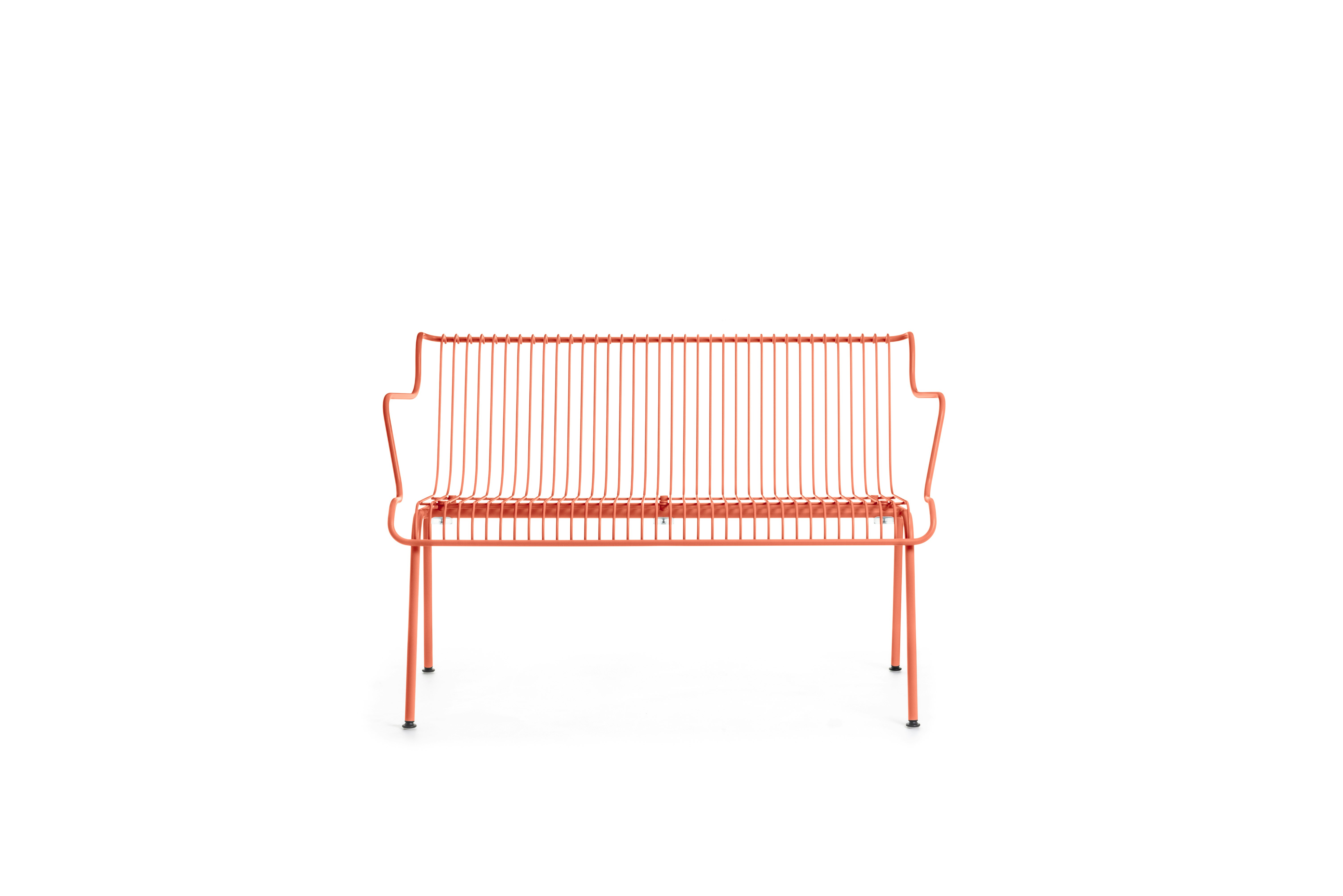 South Outdoor Dining Bench with Arms - Orange