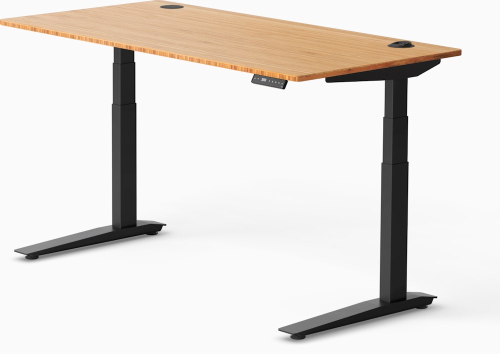 Large Jarvis Bamboo Standing Desk, Rectangular with Programmable, with Grommet