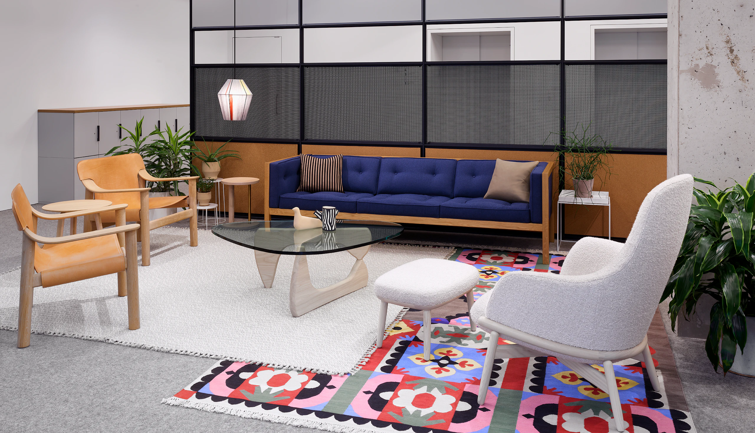 An interior view of the Nelson Cube Sofa in the Herman Miller showroom at Fulton Market in Chicago.