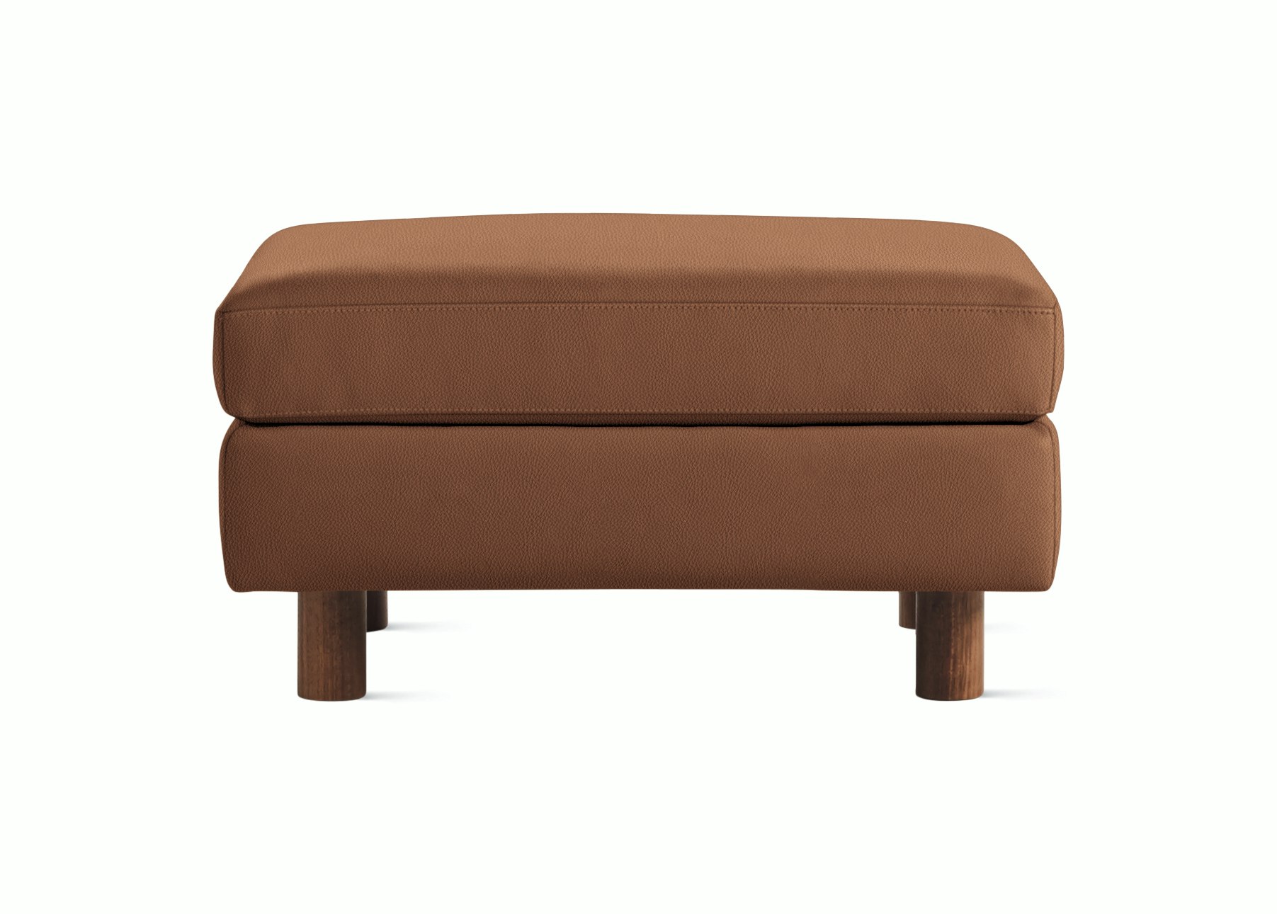 Lispenard Ottoman in warm brown ledge leather in 4" legs.