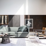 Living Room with Pfister Sofa, Platner Coffee Table & Pollock Arm Chair lounge area classics knollstudio residential residence home